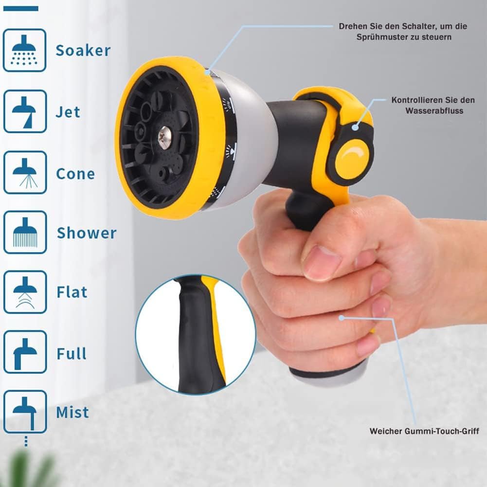 Tubo da giardino espandibile da 60 m, tubo interno in lattice doppio più forte, evita perdite, tubo magico con pistola a spruzzo a 9 funzioni, versione estesa
