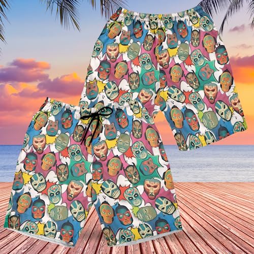 Lucha Libre Mens Swim Trunks - Wrestling Lovers Men's Summer Quick-Dry Swim Shorts with Pockets Series 072