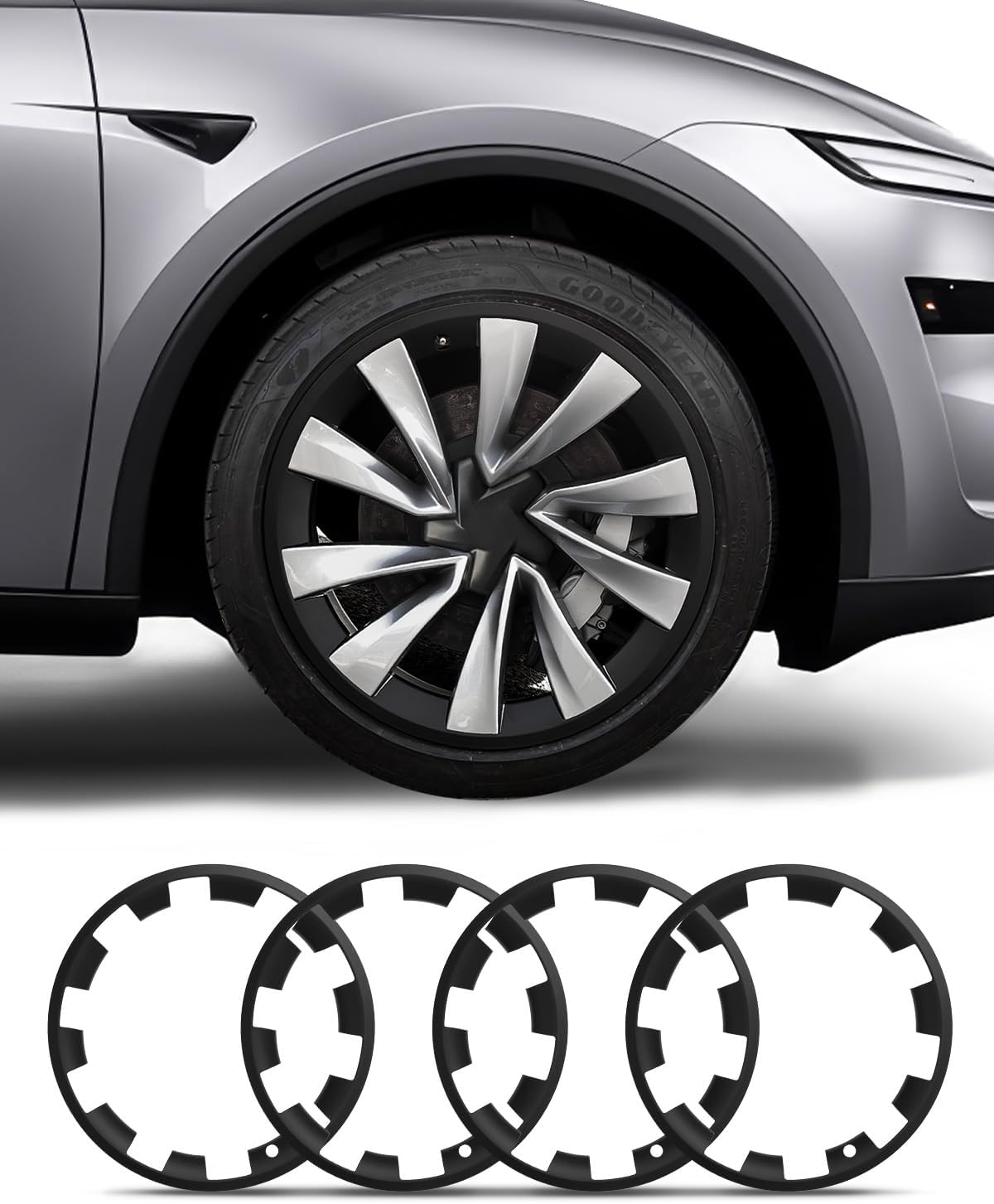 Model Y All-in-one Wheel Rim Protector for Tesla Model Y Juniper 20" Helix Wheel- Strips for Curb Rash Prevention Wheel Rim Protector Easy to Install (Matte Black, 4pcs) Matte Black 20'' Model Y Juniper-4pcs