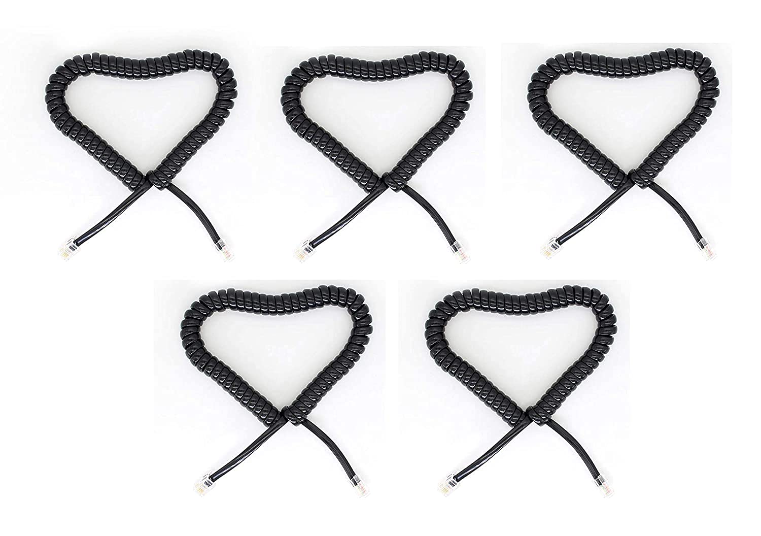 DKURVE Phone Extension Cord Curly Coil Line Cable Wire (Pack of 5)