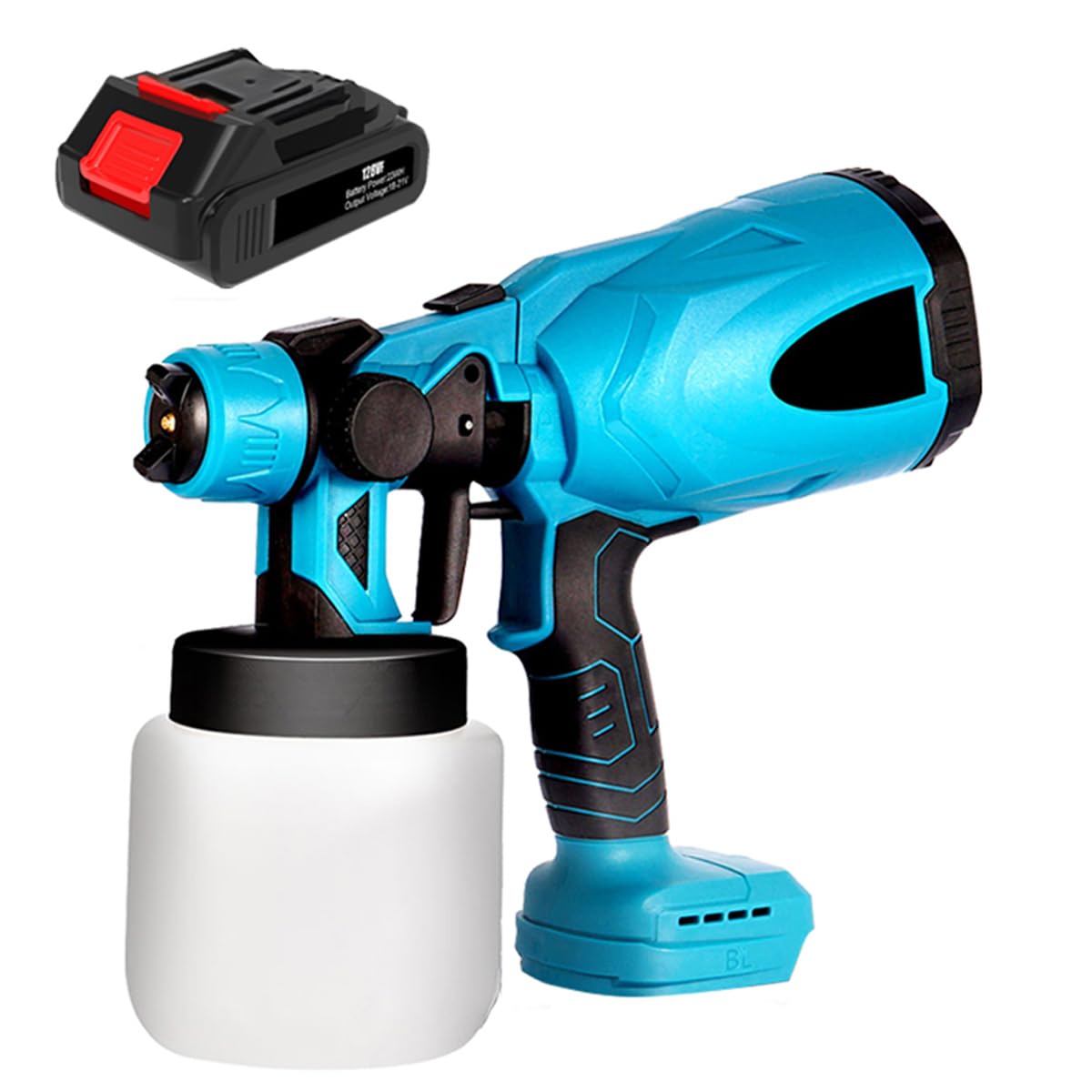 Pistola de pintura 800 W, pulverizador eléctrico con batería de 4,0 Ah, depósito de 800 ml, 3 modos de pulverización, boquilla de 2,5 mm incluida, para muebles, paredes, puertas, vallas, bricolaje
