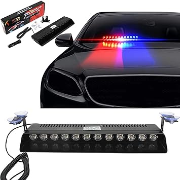 Windshield Emergency Strobe Dash Light Bar.LED Law Enforcement Emergency Alert Light for Roof/Dashboard, High Brightness Strobe Light 12V Interior Visor Deck Flashing Hazard Safety Warning Lights