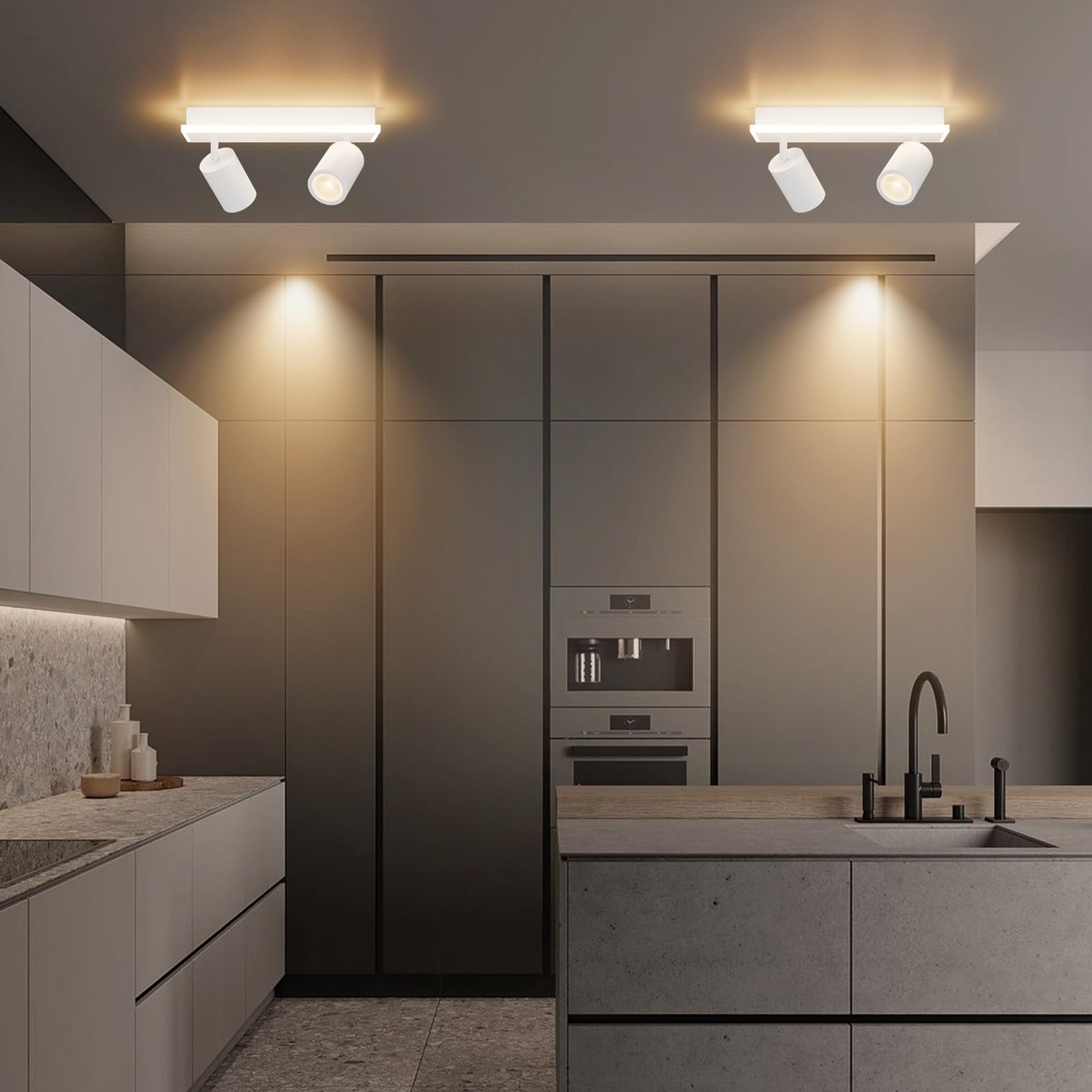 Klighten Plafoniera 5 Faretti Orientabili - Per Soffitto, Bianco, GU10 - Foto 3