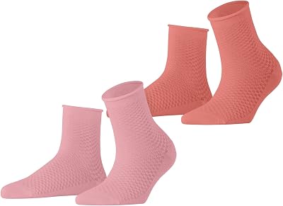 ESPRIT Damen Fine Mesh 2-Pack Socken atmungsaktive biologische Baumwolle einfarbig 2 Paar