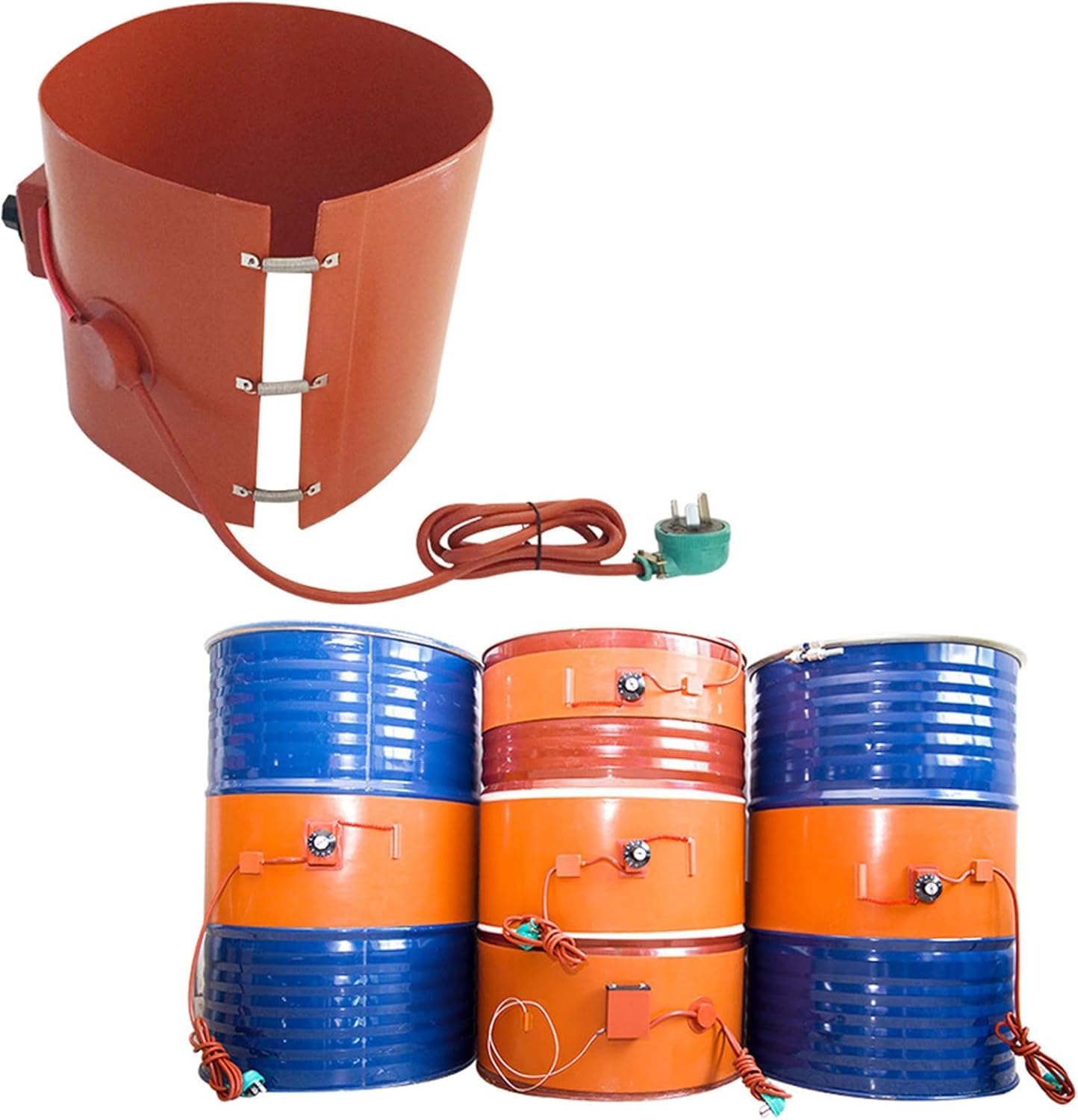 Calentador Eléctrico de Silicona con Termostato para Bidones, Protección Anticongelante para Tanques de Aceite, Válvulas y Tuberías, Grado Industrial, Cinta Impermeable de Alta Potencia