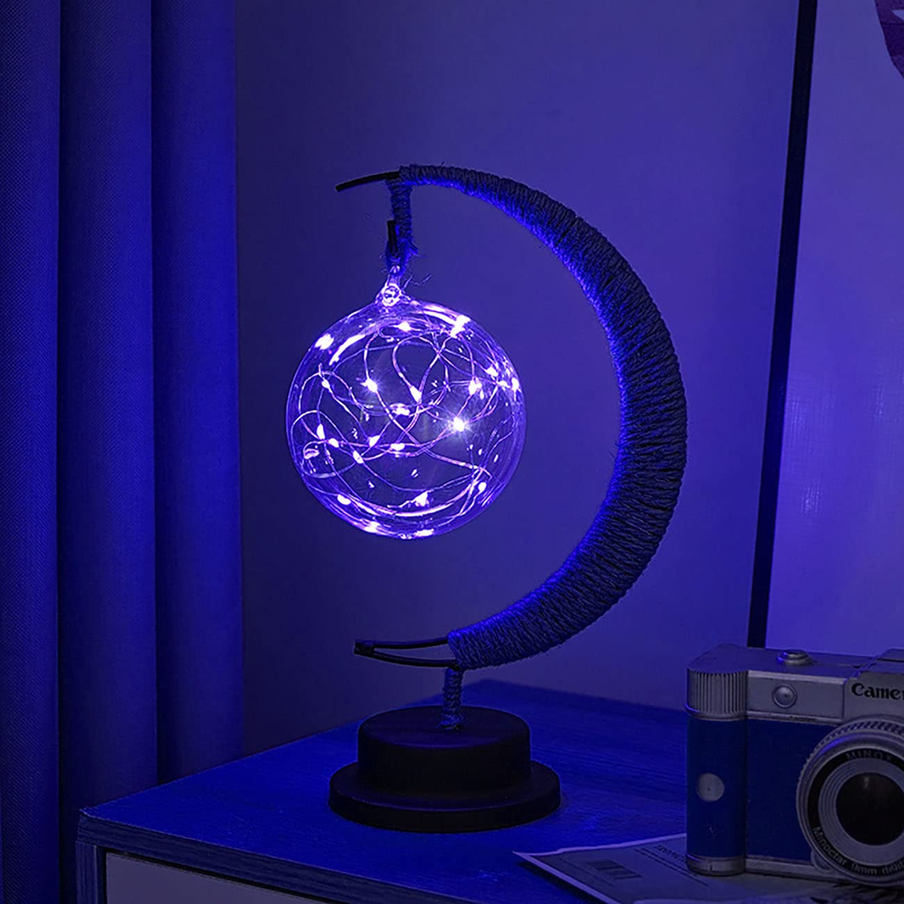 Lampada decorativa a LED Lampada da tavolo 3D Magic Moonlight Luce notturna in ferro battuto Decorazione domestica di Natale Regalo di compleanno Alimentazione USB 14 x 13 x 27,9 cm (sfera