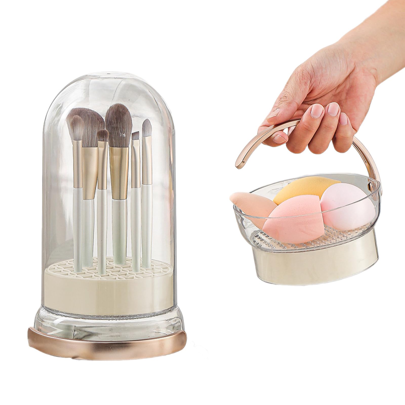 Hsioluted Stylish Makeup Storage Shelf Multi Functional Cosmetic Tools Organizer Sponge Drying Stand Beauty Tool Storage Supplies Makeup Tool Rack