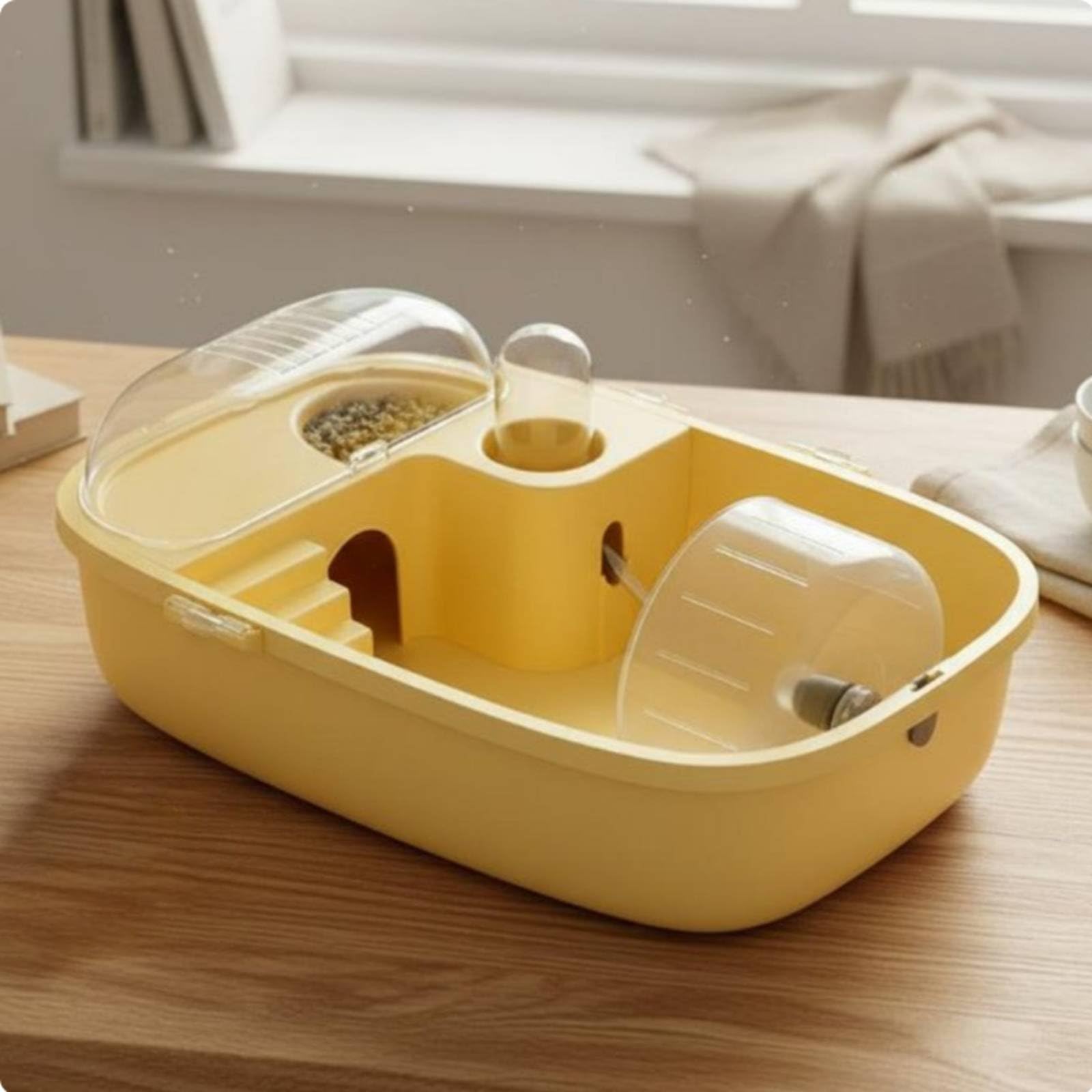 Cage pour Hamster Habitat Complet Transparent Panoramique Ventilé avec Bol Alimentaire Roue d'exercice et Bouteille d'eau Intégré Adapté aux Soins Quotidiens et Déplacements, Color to 3