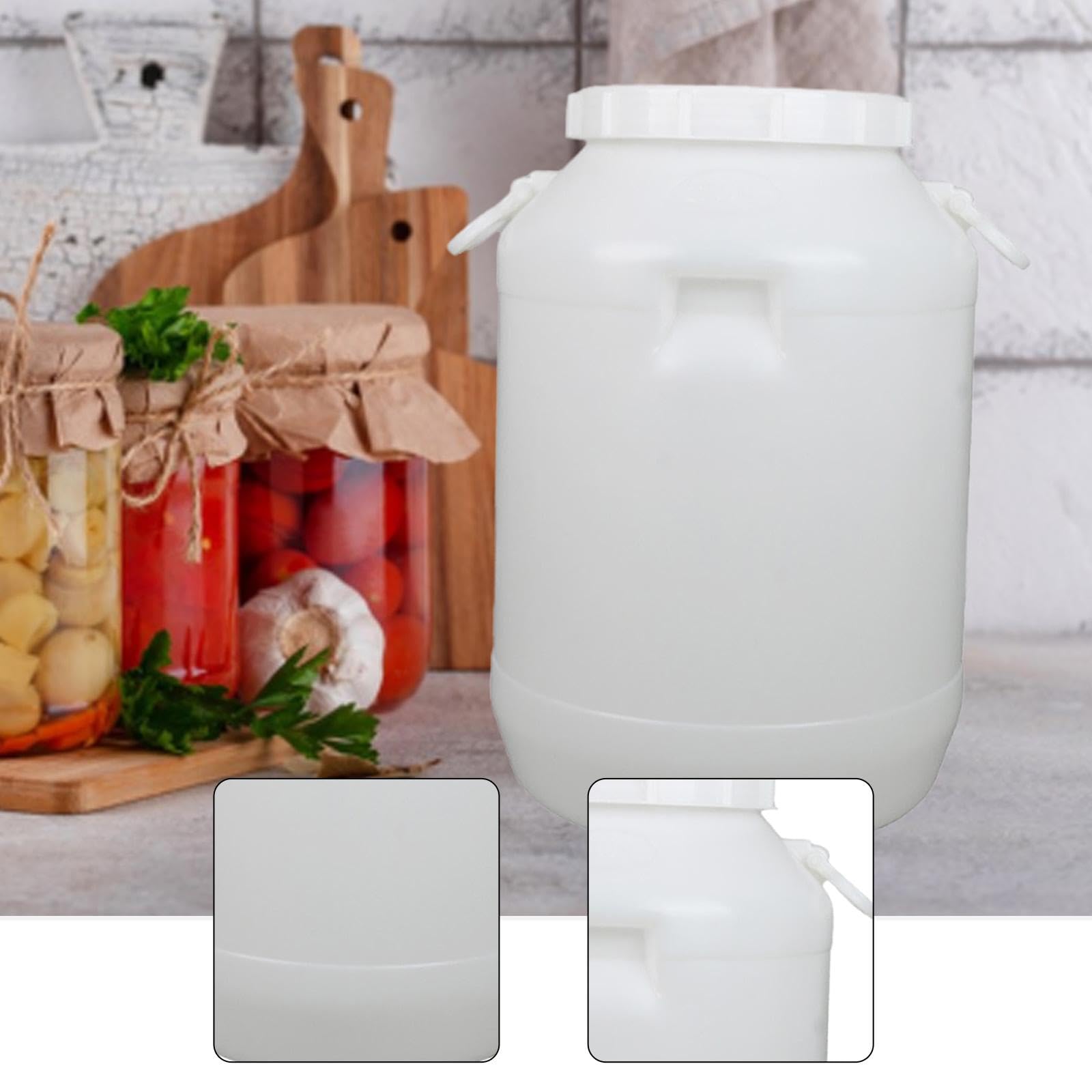 Barile Dell'acqua per Fermentazione Alimentare Contenitore Spesso HDPE con Coperchio E Manico Adatto a Conservazione Sottaceti Cucina Raccolta a, 30 Litri
