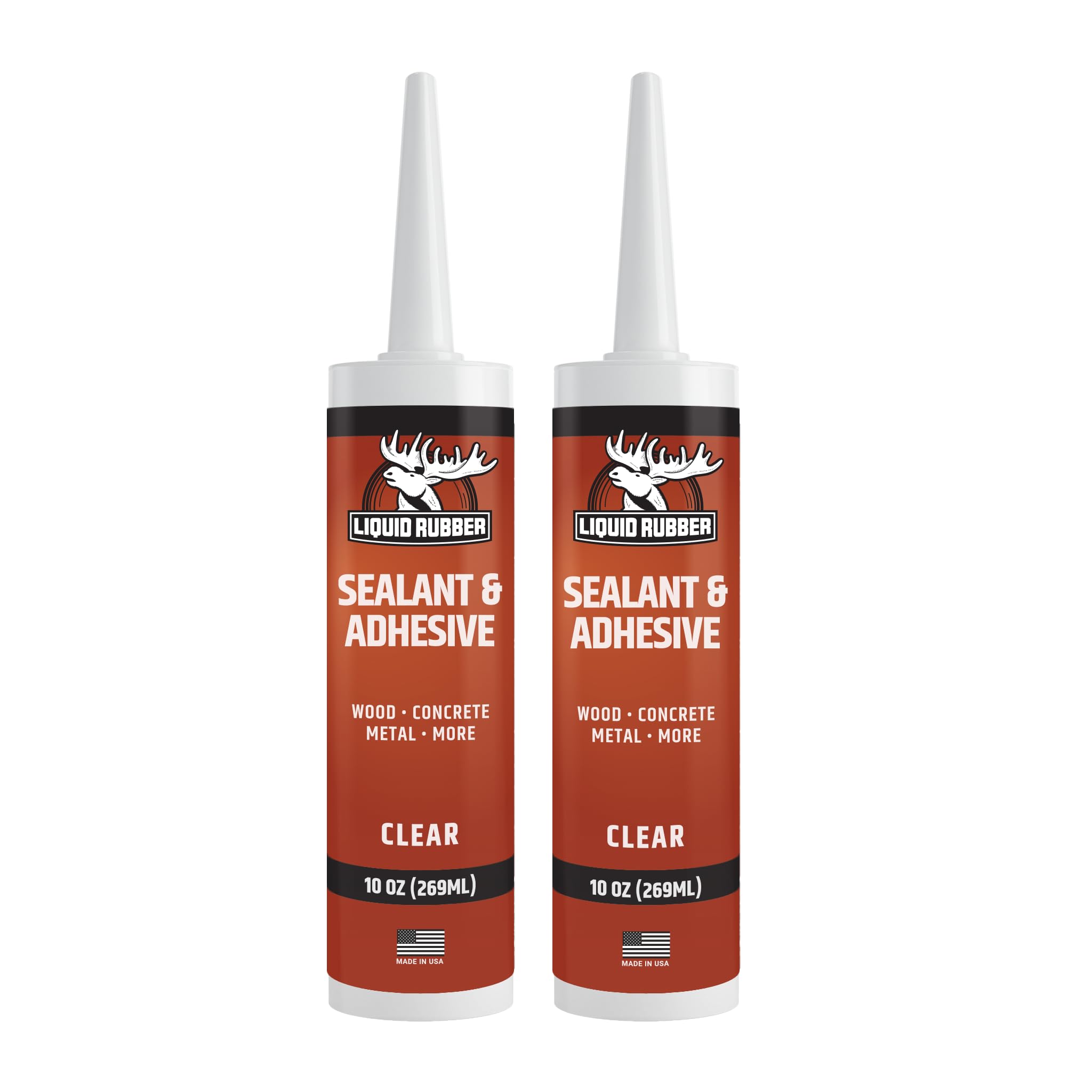 Liquid Rubber Caulk - Hybrid Silicone Adhesive and Protective Sealant, Clear, 2 Pack