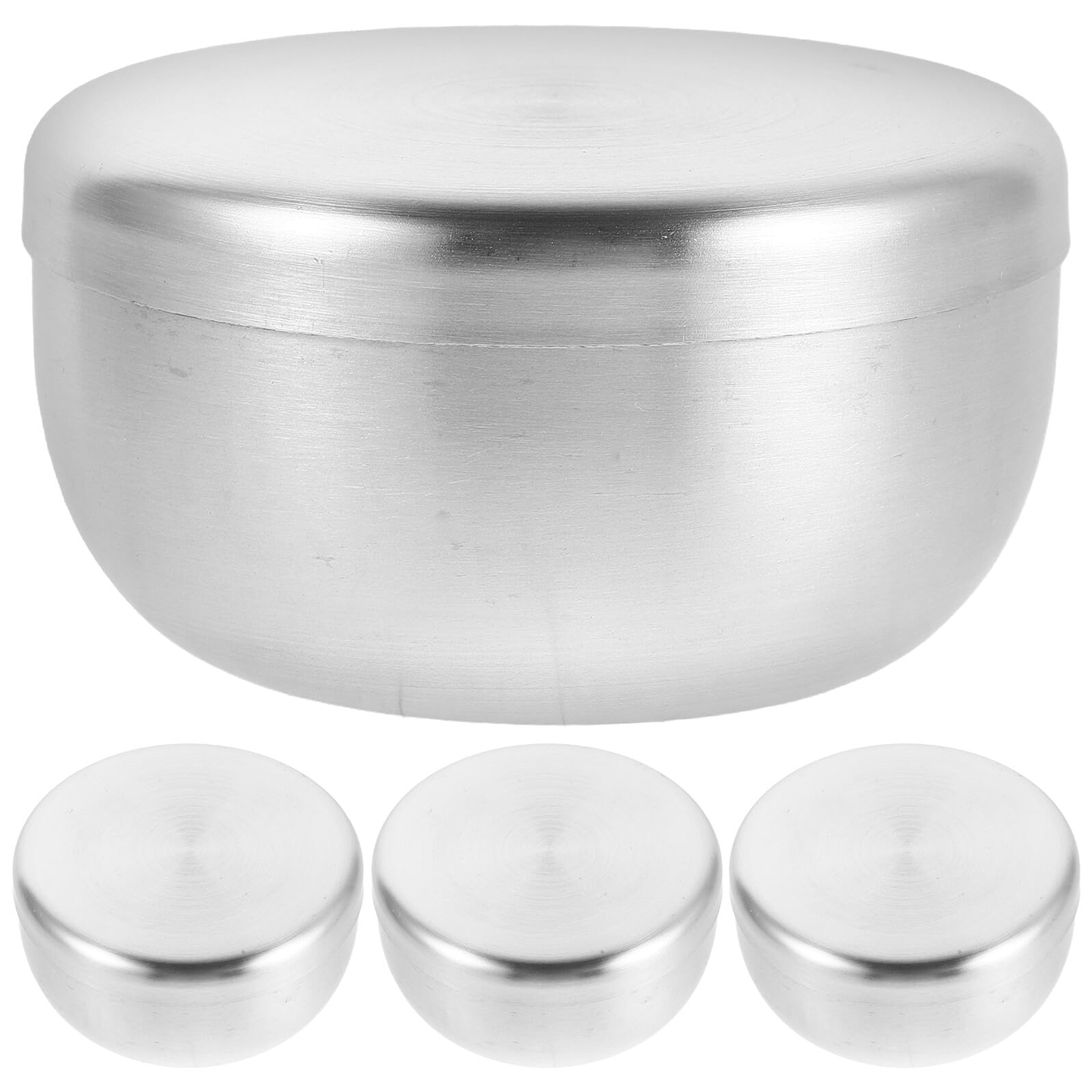FOMIYES Set 4 Ciotole da Barba in Acciaio Inox 304 con Coperchio Ciotole da Viaggio Compatte per Schiuma da Barba Densa Contenitori Multiuso per Bagno e Igiene Personale Uomo