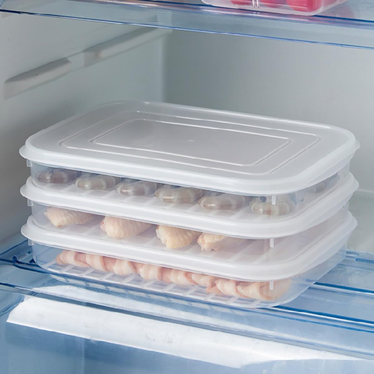 Garneck Boîtes de Conservation Alimentaire en Plastique 4 Pièces pour Réfrigérateur, Pratiques à Transporter, Gardent Aliments Frais, pour Poisson et Fruits de Mer