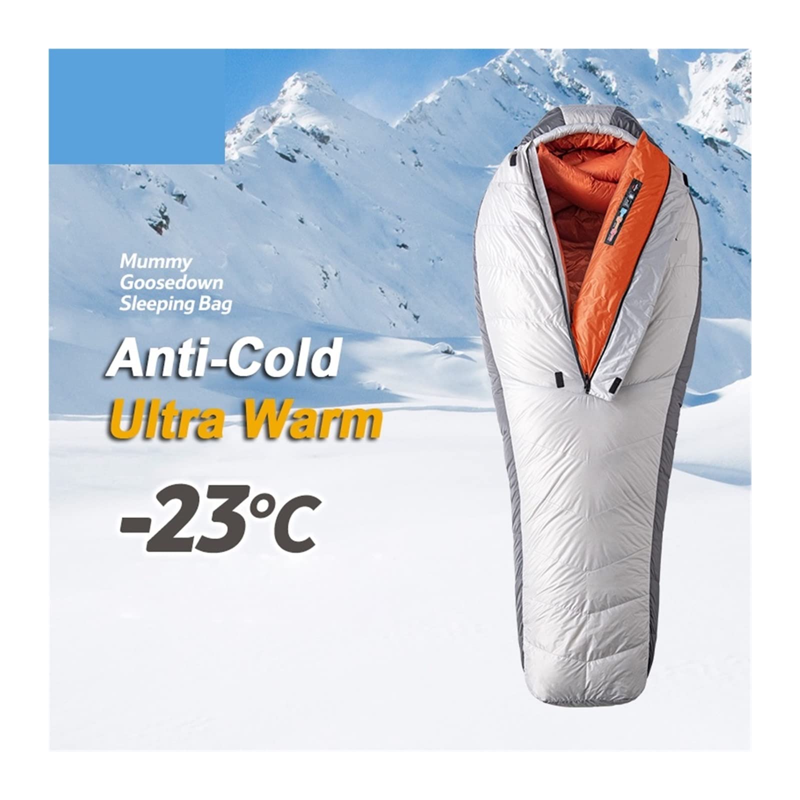 Śpiwór UltraWarm Biały puch gęsi Śpiwory kempingowe mumia Anti-Cold -9.4�/1.4�(Kolor : Arctic-23)