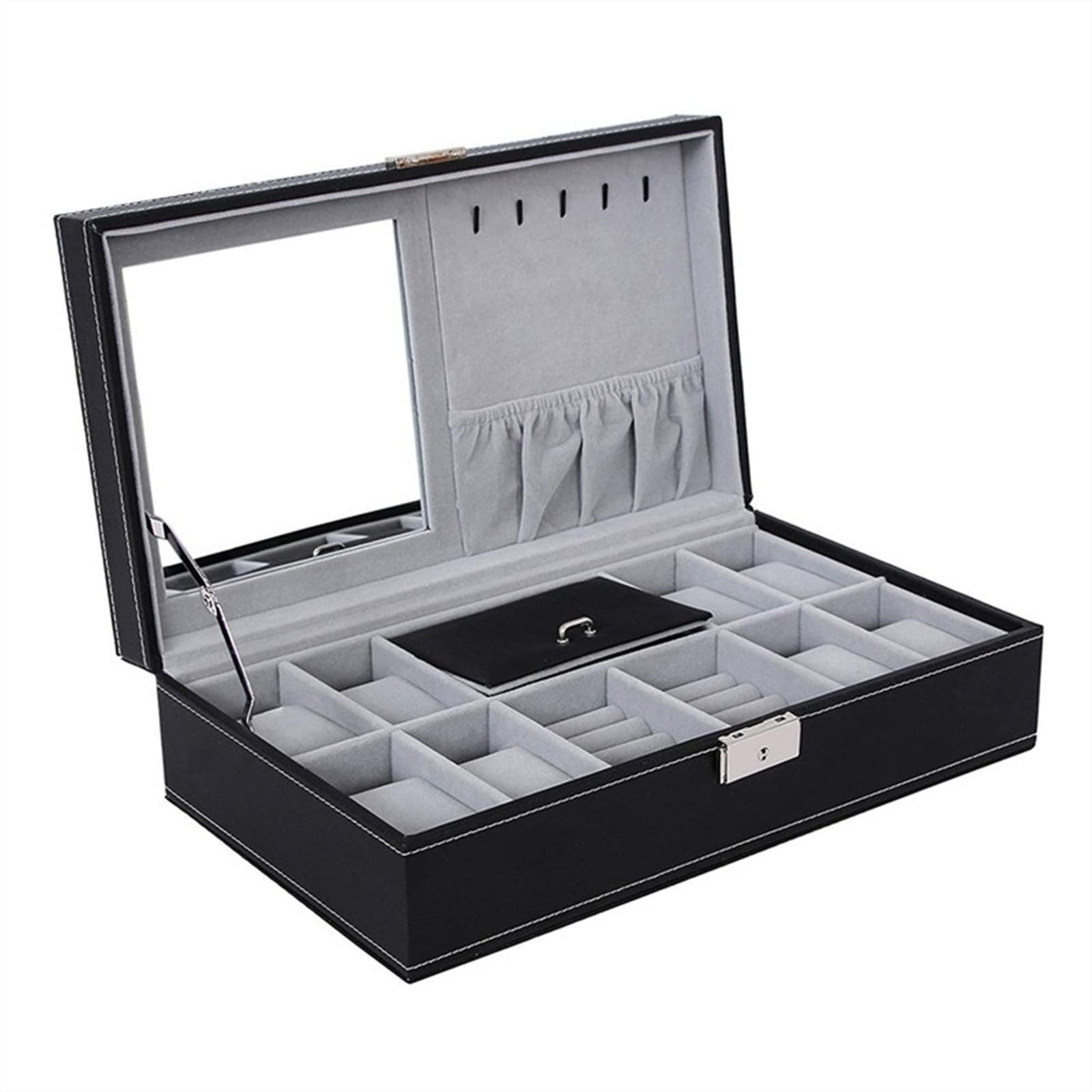 Joyero Caja de Joyería Estuche para Almacenamiento Mujeres Hombres Classic 8 Slots Watch Box Holder Collar Pendientes Pulsera Bloqueable Joyería Display Storage Organizer Case Bandeja Hogar Decorativa