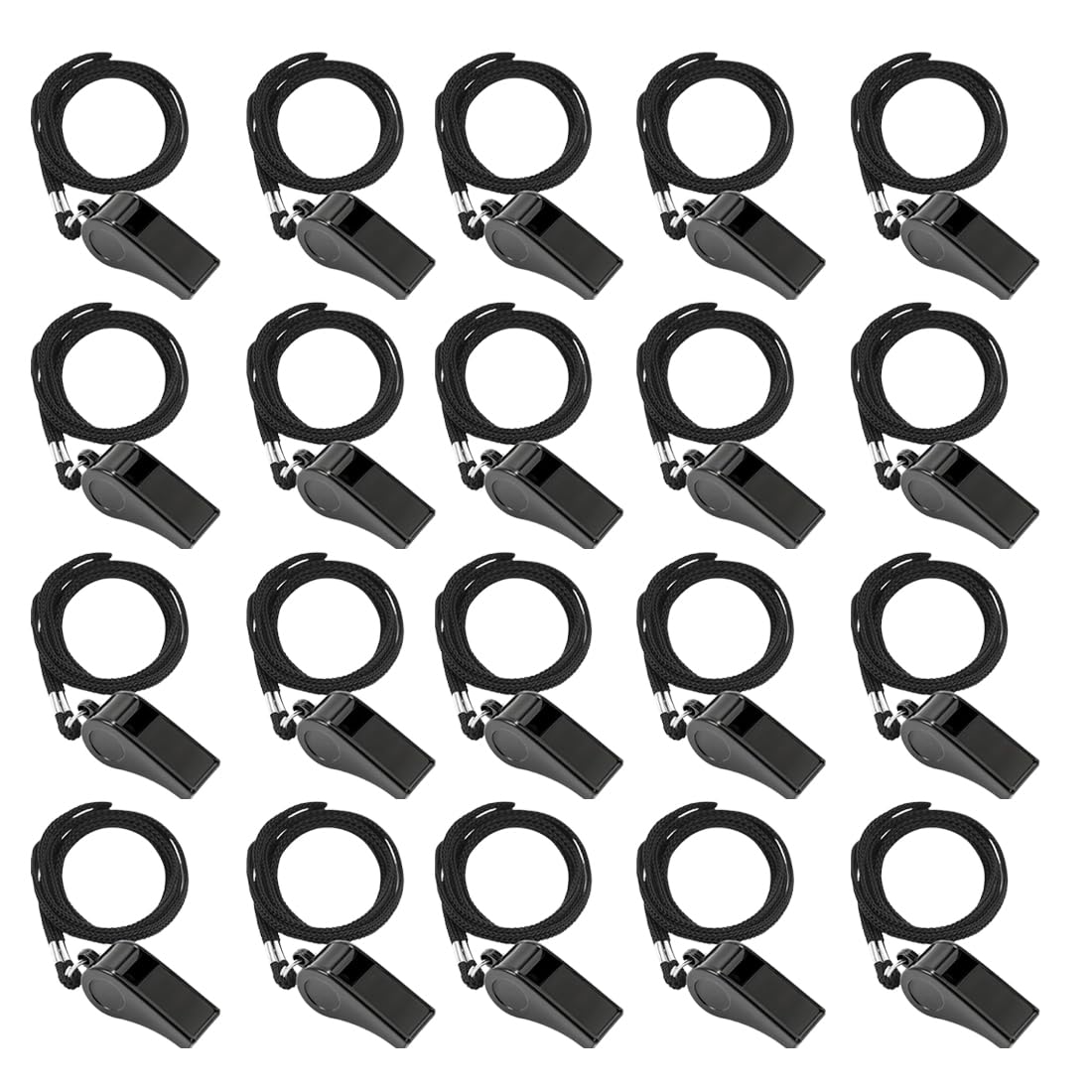 Silbatos Negros con Cordón Plástico para Árbitros Entrenadores