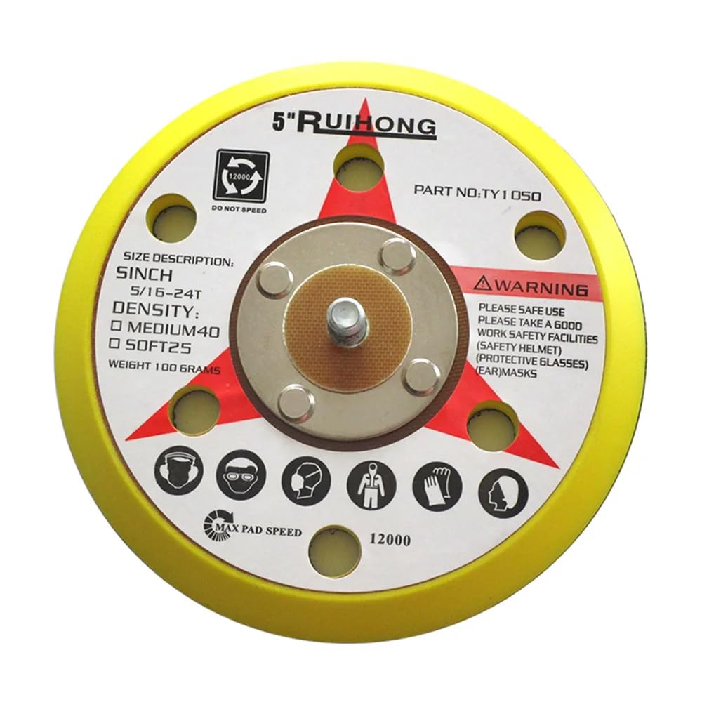 NEFLUM Round Sanding Disc M8 Thread Parts Supply Workshop 1pcs 5 Inch 6-Holes Backing Flocking Polishing