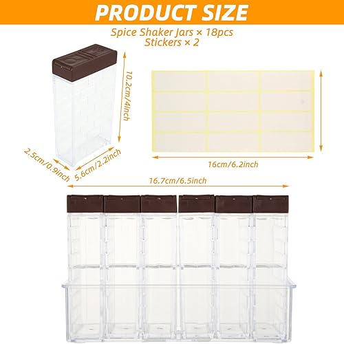 Miniatura 2 de MUXHEL 18 tarros portátiles para especias con etiqueta adhesiva, mini recipientes de condimentos de 2.1 x 1 x 4.1 pulgadas con tapa, recipientes de