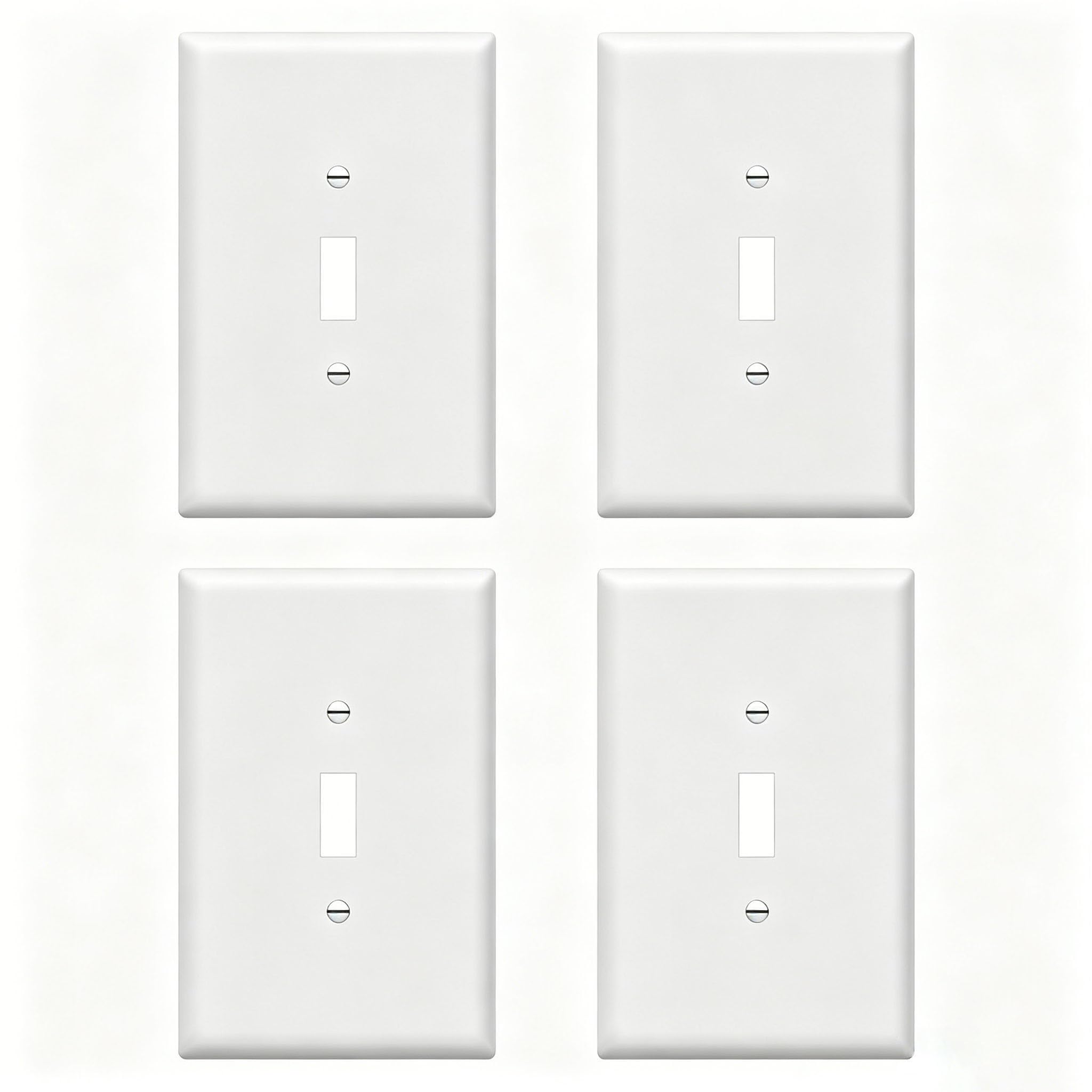 ZEFTV Over-Size Toggle Light Switch Wall Plates 1-Gang 5.5" x 3.5" Switch Electrical Cover Plate Unbreakable Thermoplastic Faceplate, White (4 Pack)
