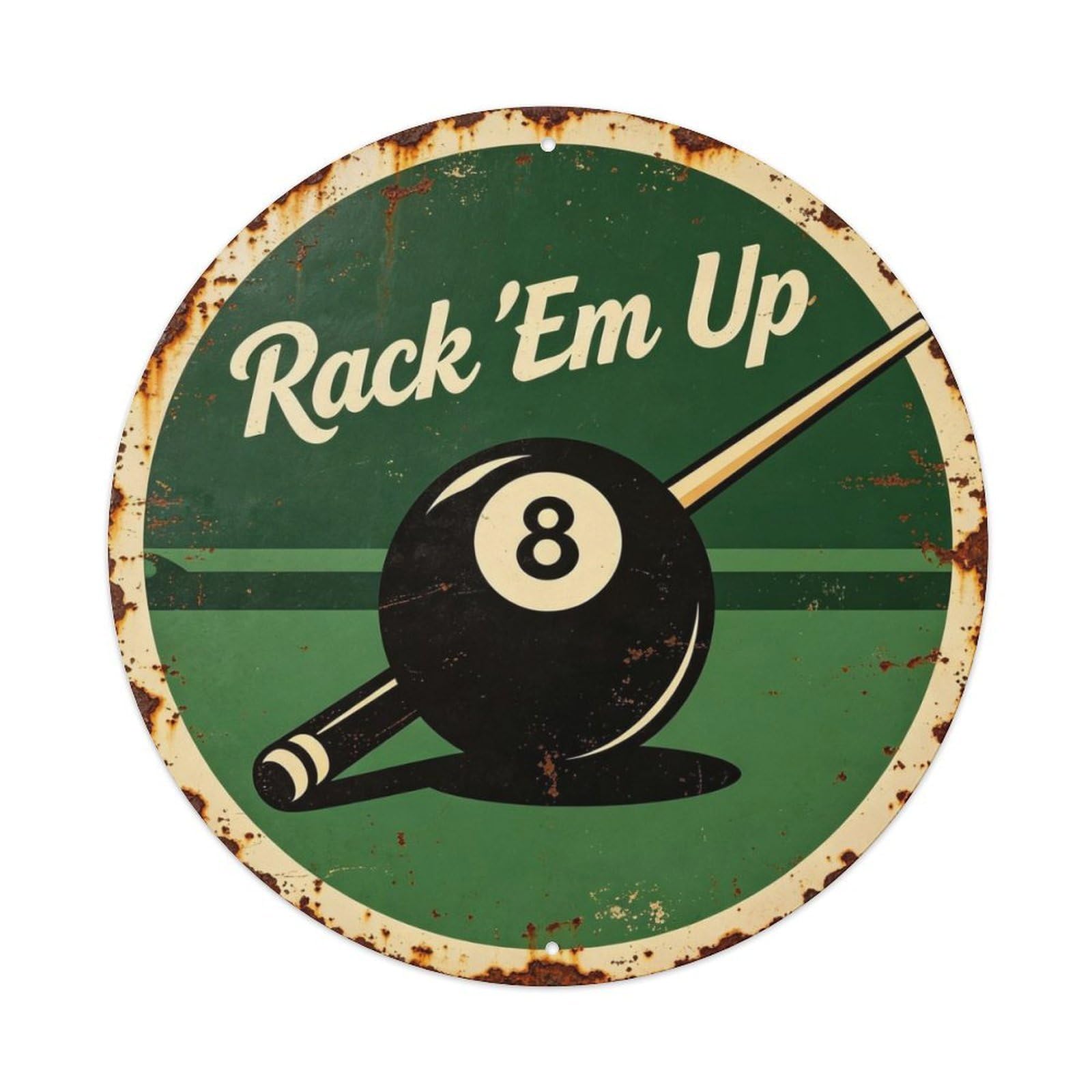Vintage Pool Hall Rack 'Em Up Metal Tin Sign Plaque