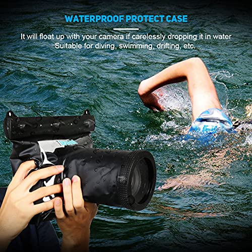 Tbest Custodia Protettiva per Fotocamera Subacquea, Impermeabile per DSLR SLR, Nero Trasparente, Profondità Max 20m