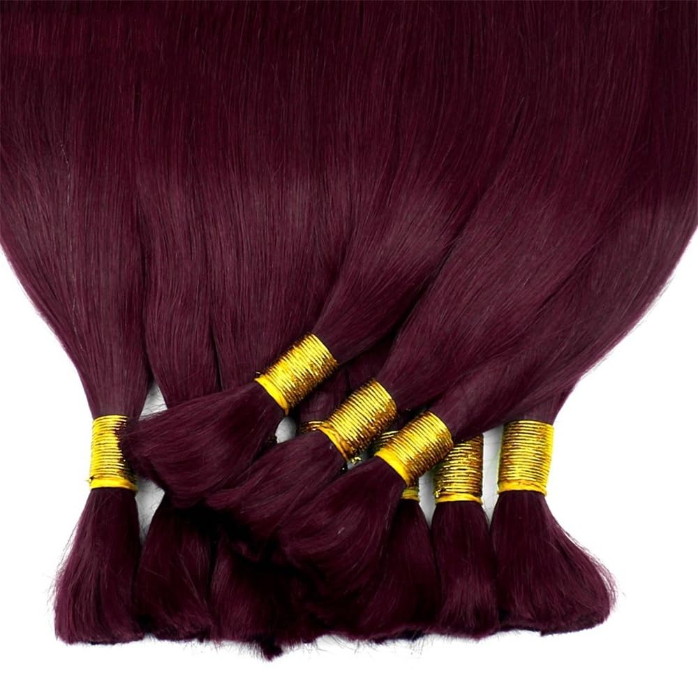 Splatanie włosów Farbowane wstępnie 99J# brazylijskie włosy ludzkie proste bez osnowy Remy Bulk Hair Extension do zaplatania Kobieta(28 Inch)