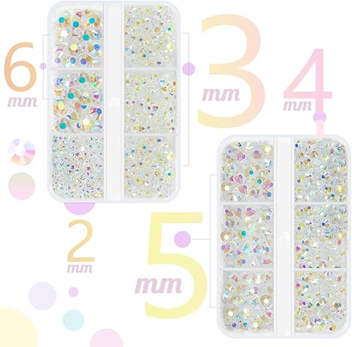 Miniatura 2 de 3060 diamantes de imitación transparentes de resina AB con parte trasera plana, color blanco transparente AB con parte trasera plana, diamantes de