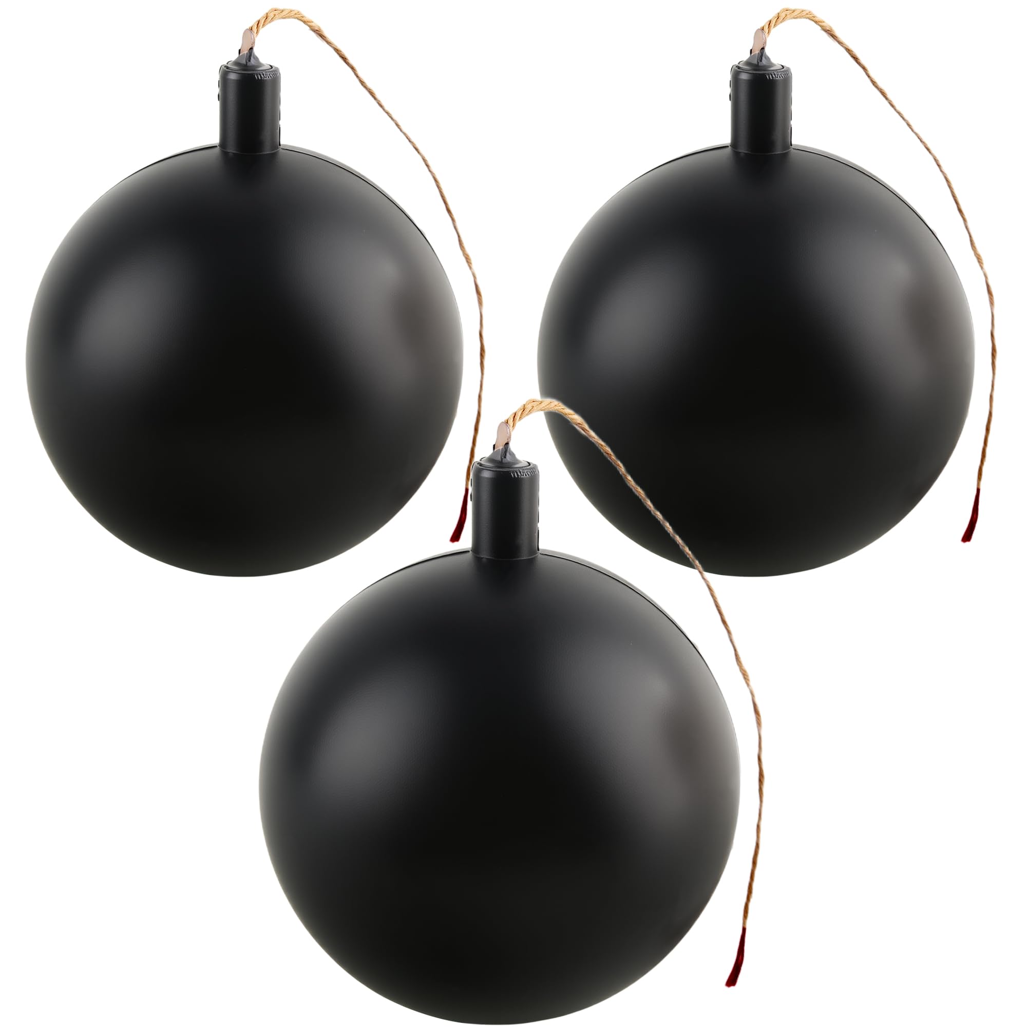 Haconba 3 Pack 5 Inch Fake Bomb Prop Plastic Black Pretend Round Bomb Toy for Halloween Dress Up Accessory Prank Props Funny Gag Gift