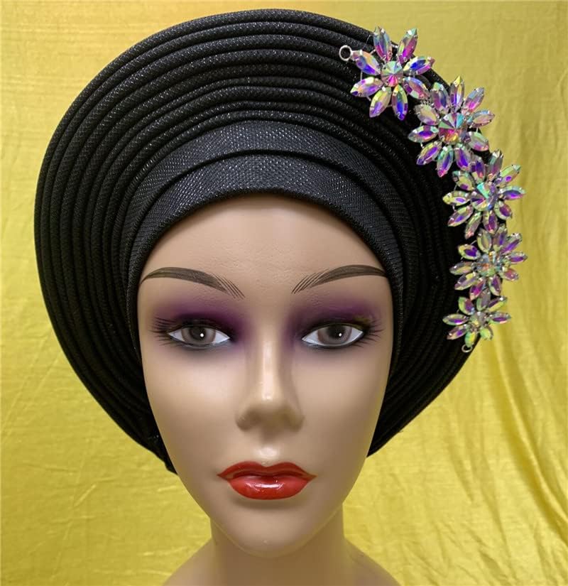 turban femme headtie gele nigerian african nigeria for traditional marriage gele headtie already made headwrap 1set by MSB fabric color 452