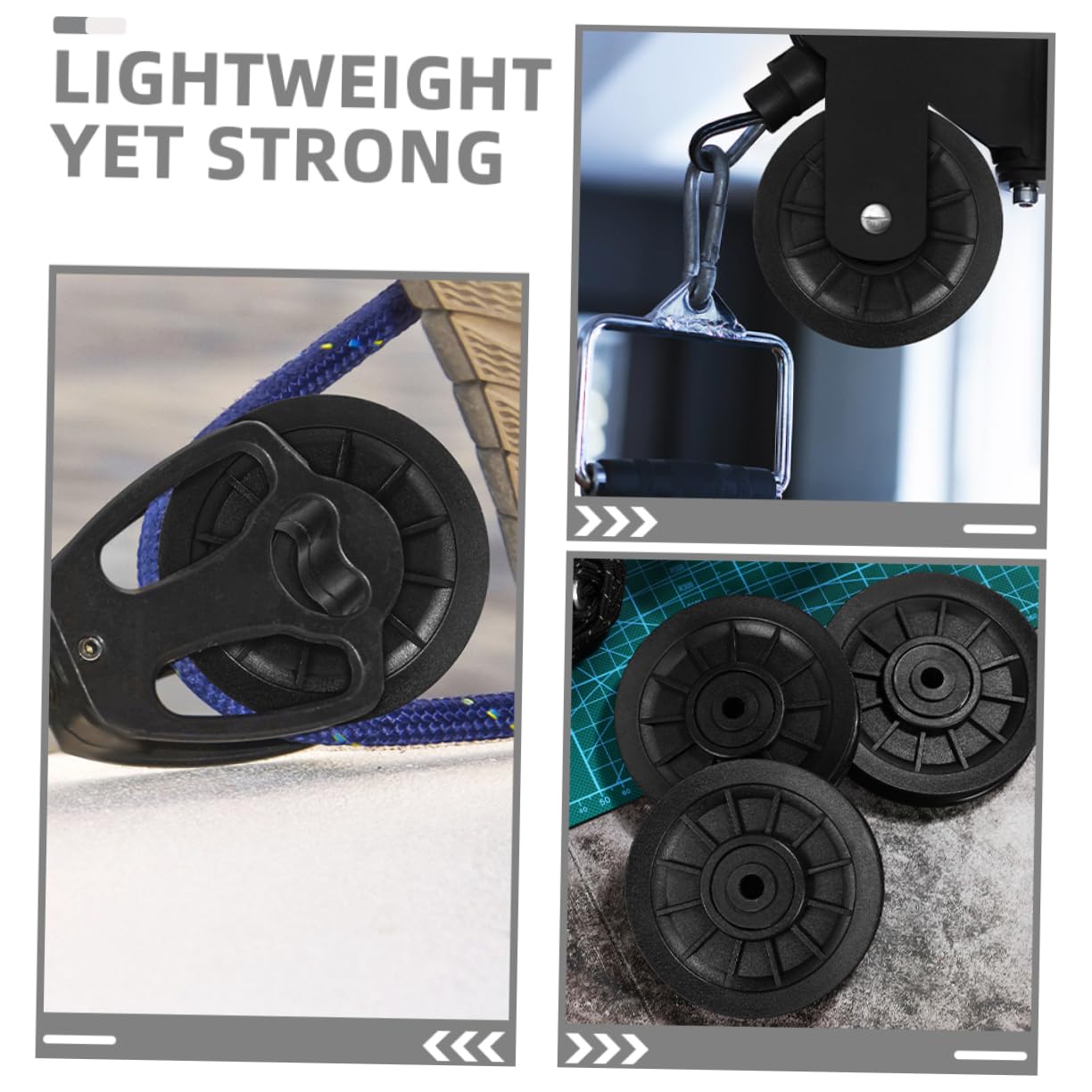 TOPBATHY Ruota Puleggia Fitness in Pa6 Nera, 6 Pezzi per Attrezzi