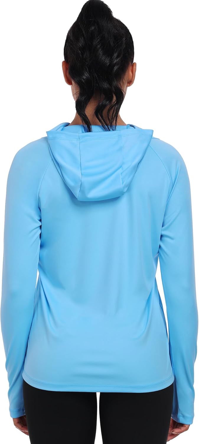 CADMUS Womens UPF 50+ Workout Long Sleeve Shirt Sun-Blocking Hoodies for Hiking Fishing with Thumb Holes - Image 4