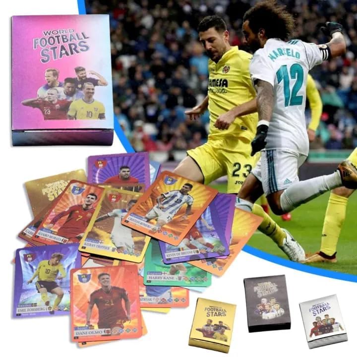 Image of Rainbow Football Cards - 55 PCS Collector Pack | Champions League Style | Unofficial Trading Cards for Kids & Fans | Soccer Gift for Boys & Girls - Football Rainbow