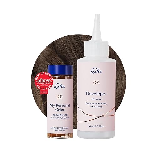 Miniatura 2 de eSalon Kit completo de tinte permanente para el cabello y tinte para el cabello, marrón medio, kit de colorista personal para hasta un 100% de