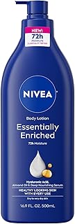 NIVEA Essentially Enriched Body Lotion for Very Dry Skin with Hyaluronic Acid, Almond Oil and Deep Nourishing Serum, 72-Hour Body Moisturizer, 16.9 Fl Oz Pump Bottle