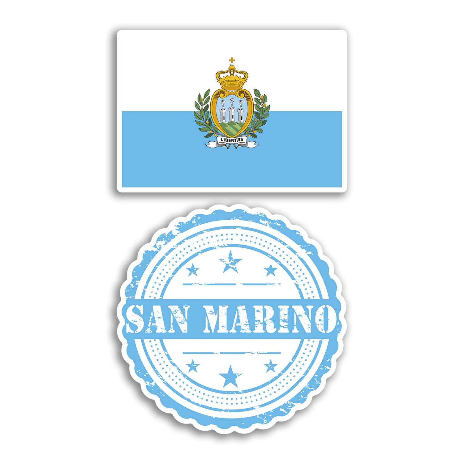 Dv Design Multi 2 X 10Cm Wide San Marino Vinyl Stickers - Map Holiday Adventure Travel Country Scrapbooking Italian Gift #78654