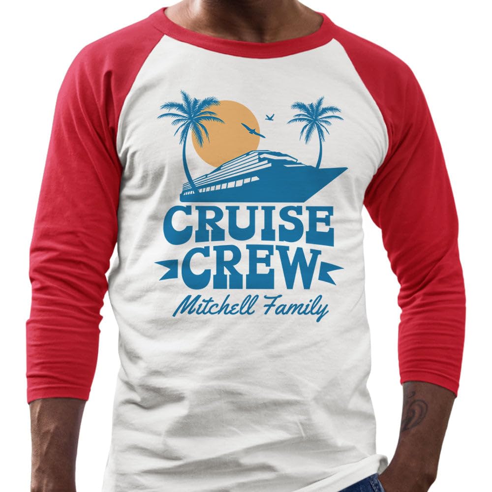 Cruise Crew Mitchell Family Three-Quarter Raglan Sleeve Baseball Shirt Unisex X-Large White/Red