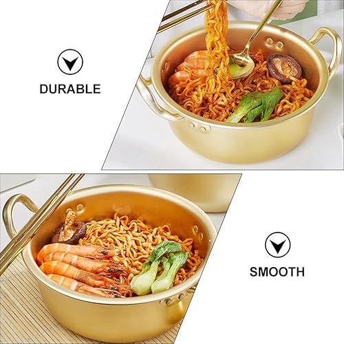 Miniatura 8 de Vaguelly Olla de fideos coreanos de 3 piezas, olla de ramen de aluminio, olla de cocción de ramen coreano con tapa y doble asa de calentamiento