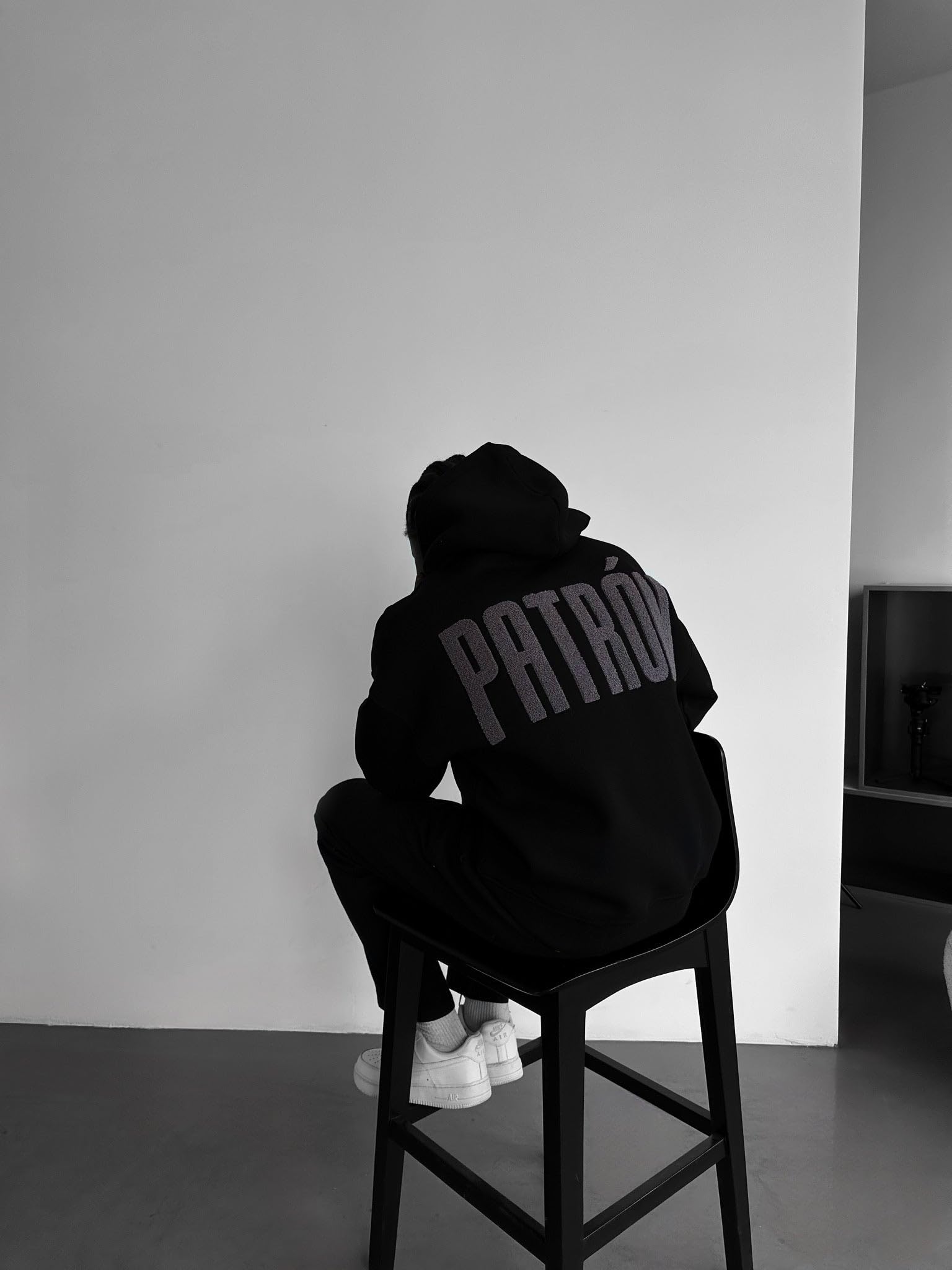 Oversize Detailed Patron Hoodie - Black and Anthracite
