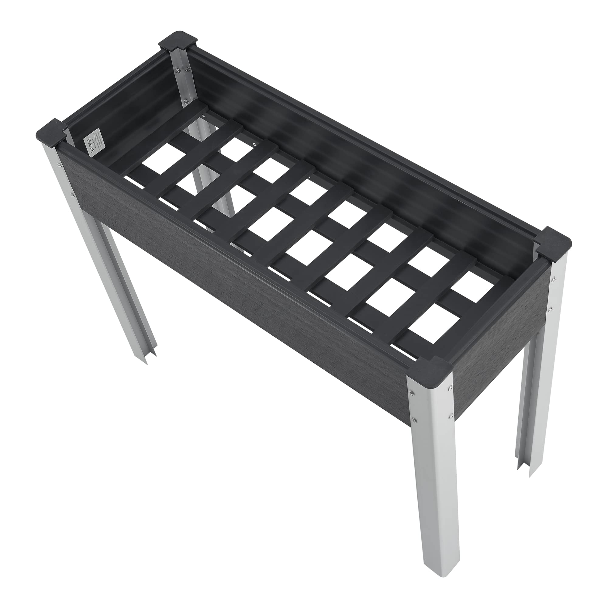 [en.casa] Huerto Urbano Beverwijk Mesa de Cultivo Rectangular Jardinera Soporte para Plantas Exterior Base de Rejilla Aluminio WPC 100 x 40 x 75 cm Gris Oscuro