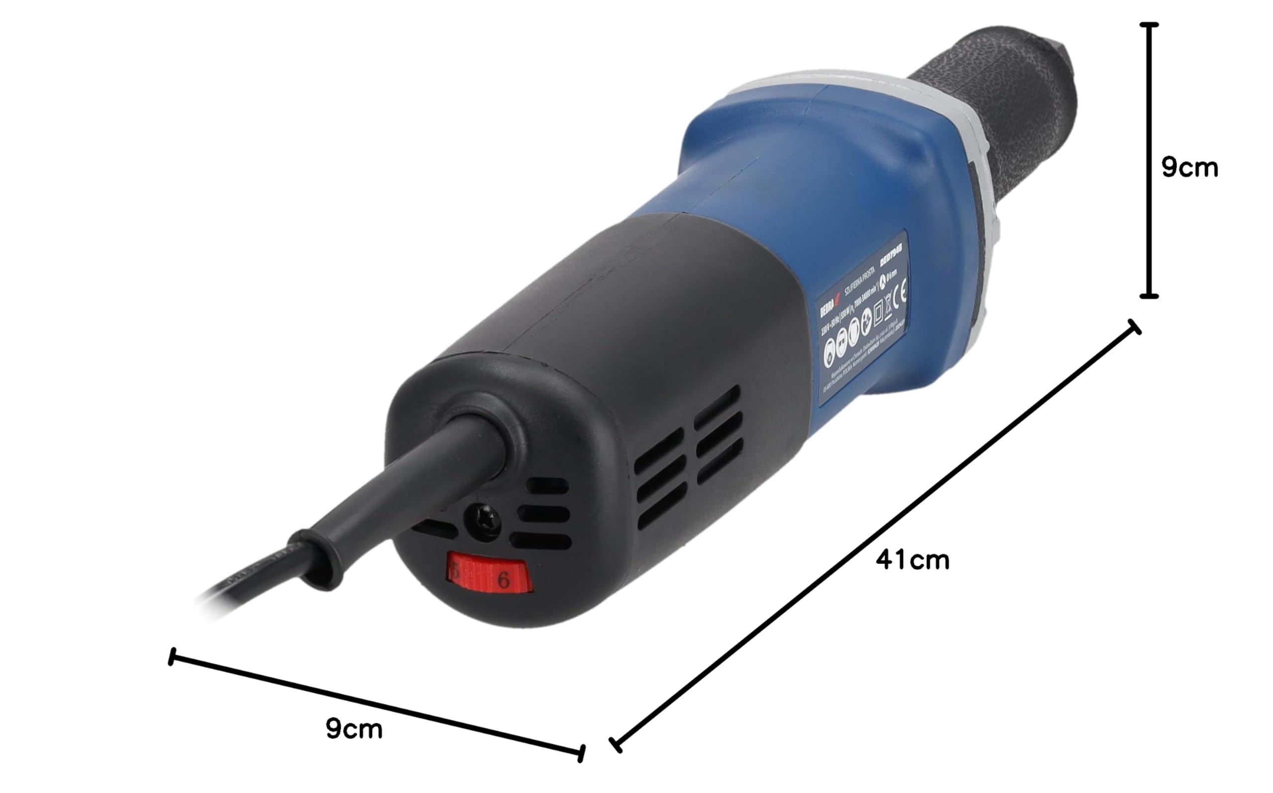 DEDRA Meuleuse Droite 550W - Pince de Serrage 6mm - Vitesse Variable (7000-34000 tr/min) - Outil Rotatif Filaire pour Meulage, Polissage, Gravure et Ébavurage du Métal