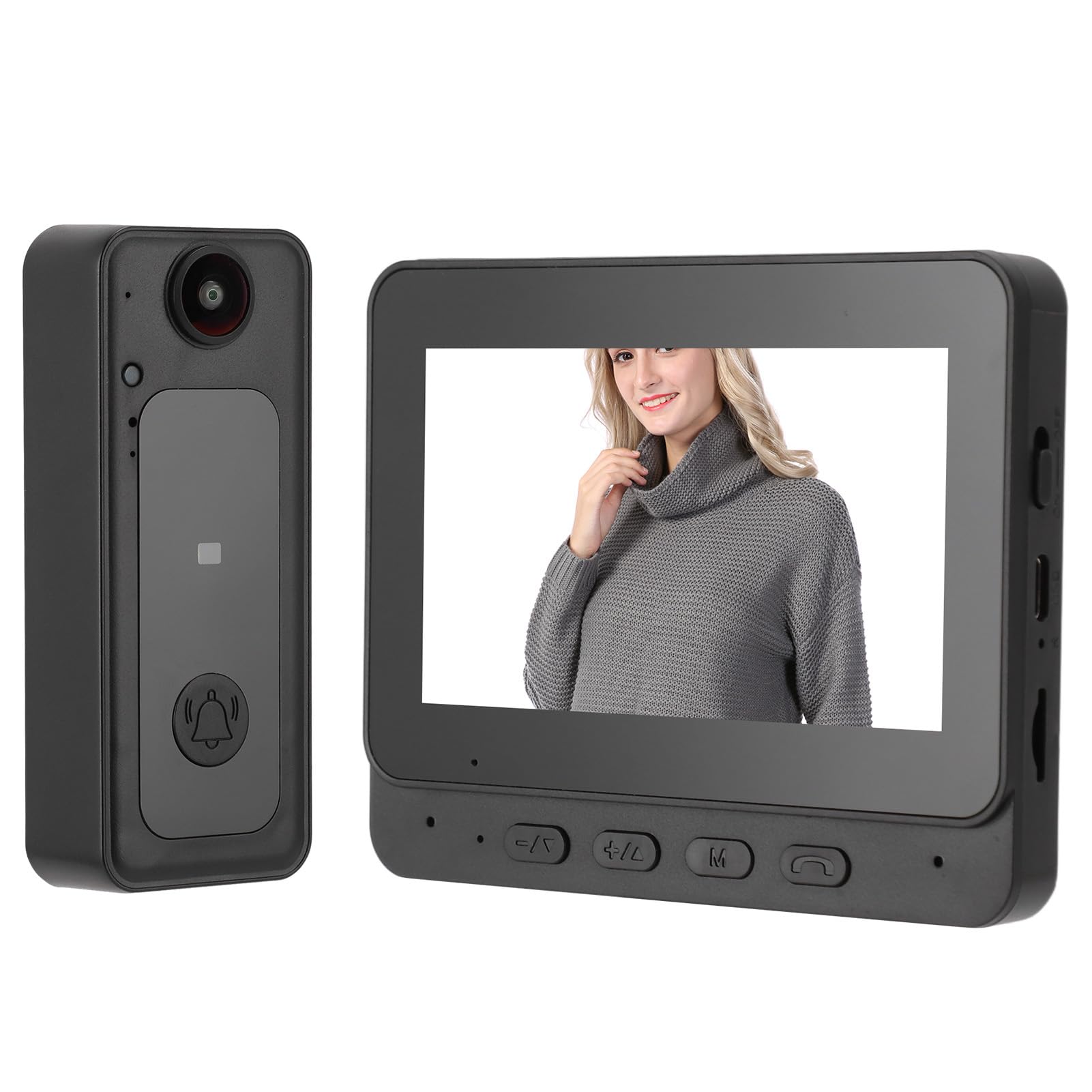 de Videoportero con Timbre, Cámara de Videoportero Inalámbrica con Monitor de Pantalla de 4,3 Pulgadas, Gran Angular de 170°, Intercomunicador de 2 Vías
