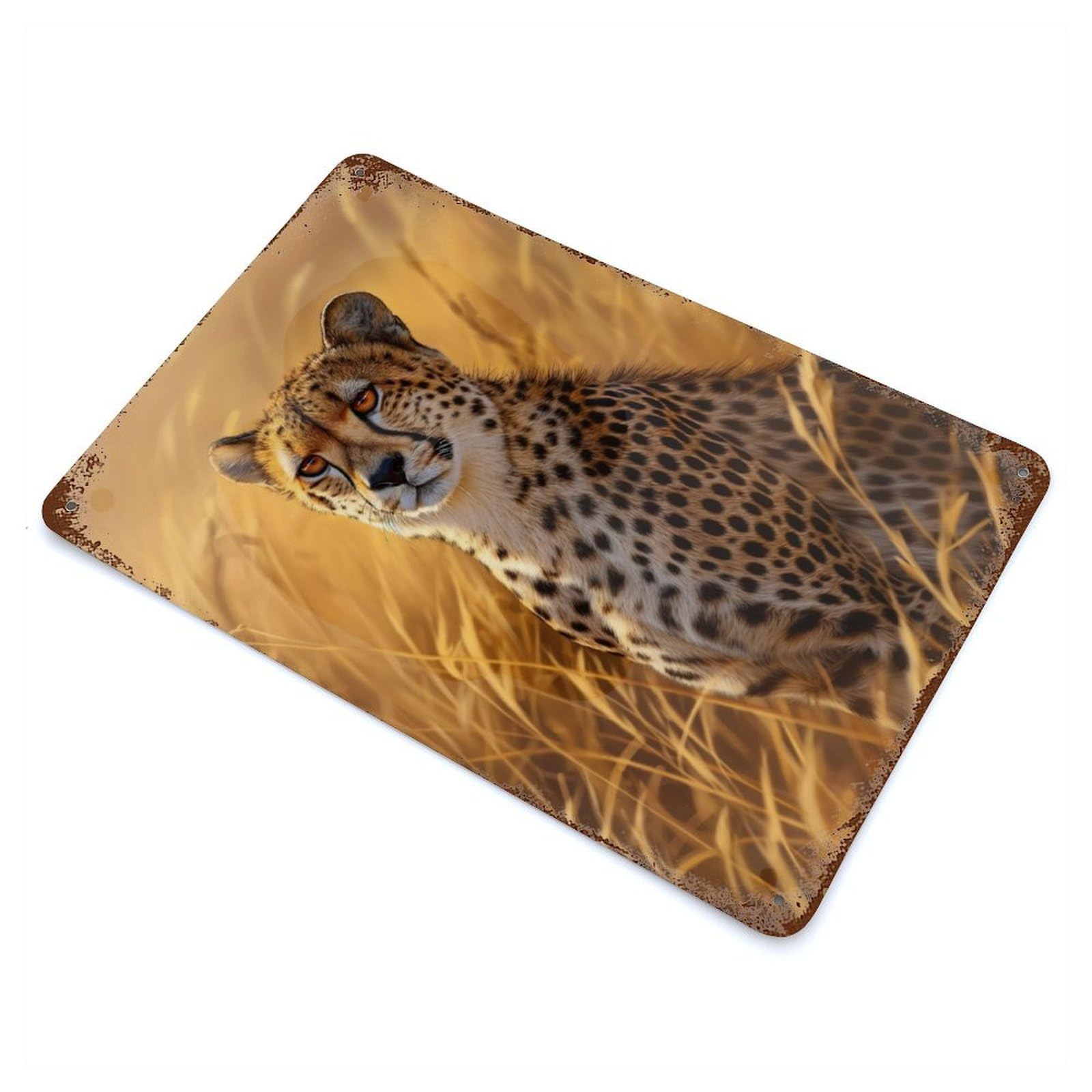 Vintage Metal Tin Sign Cheetahs Prowl 11.8"x7.9", Industrial Home Decor for Farmhouse, Kitchen And Entryway Decor
