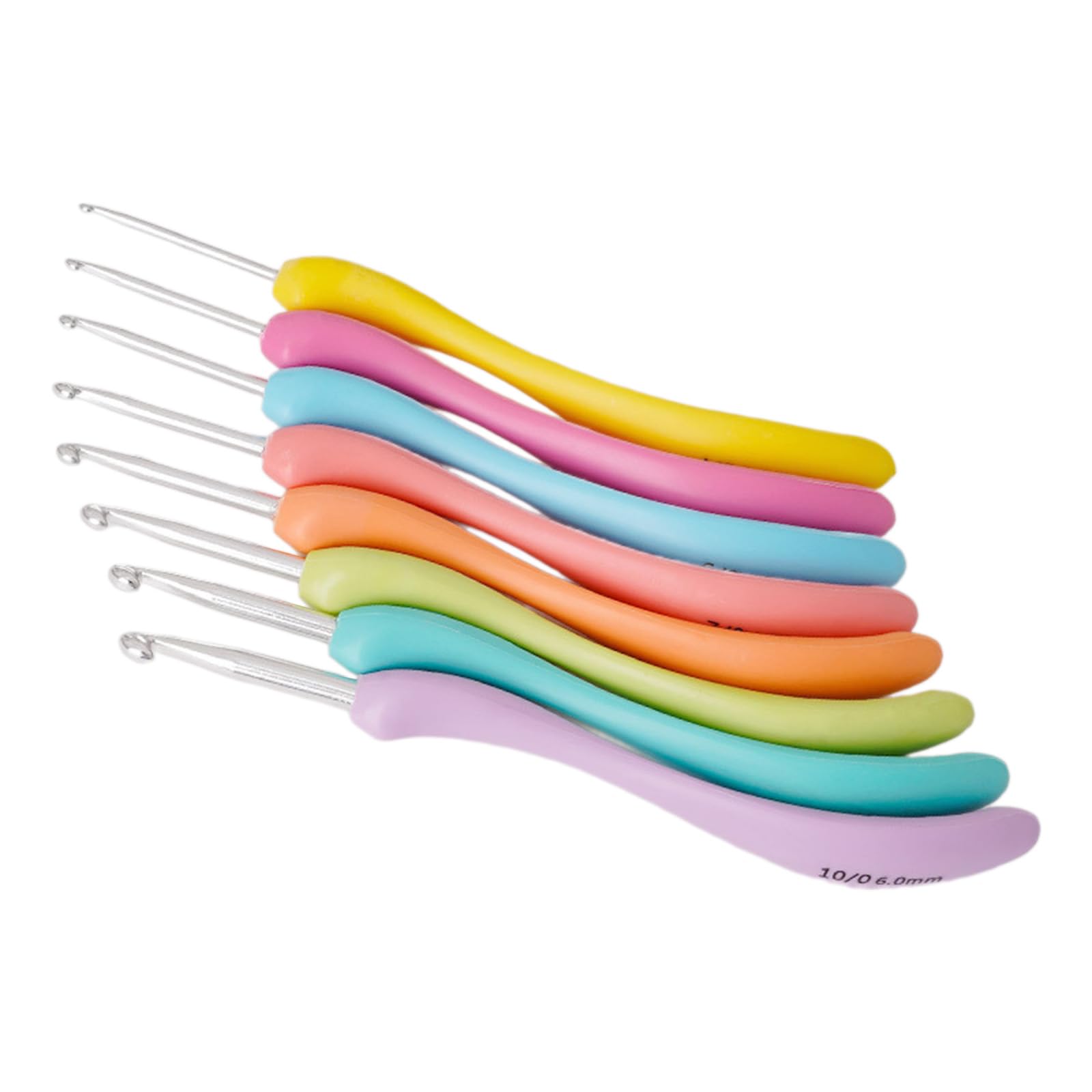 8Pcs Ergonomic Handle Crochet Hook, 2.5mm-6mm Ergonomic Crochet Needle Long Handle Hook for Beginner Hobbyist Accessories