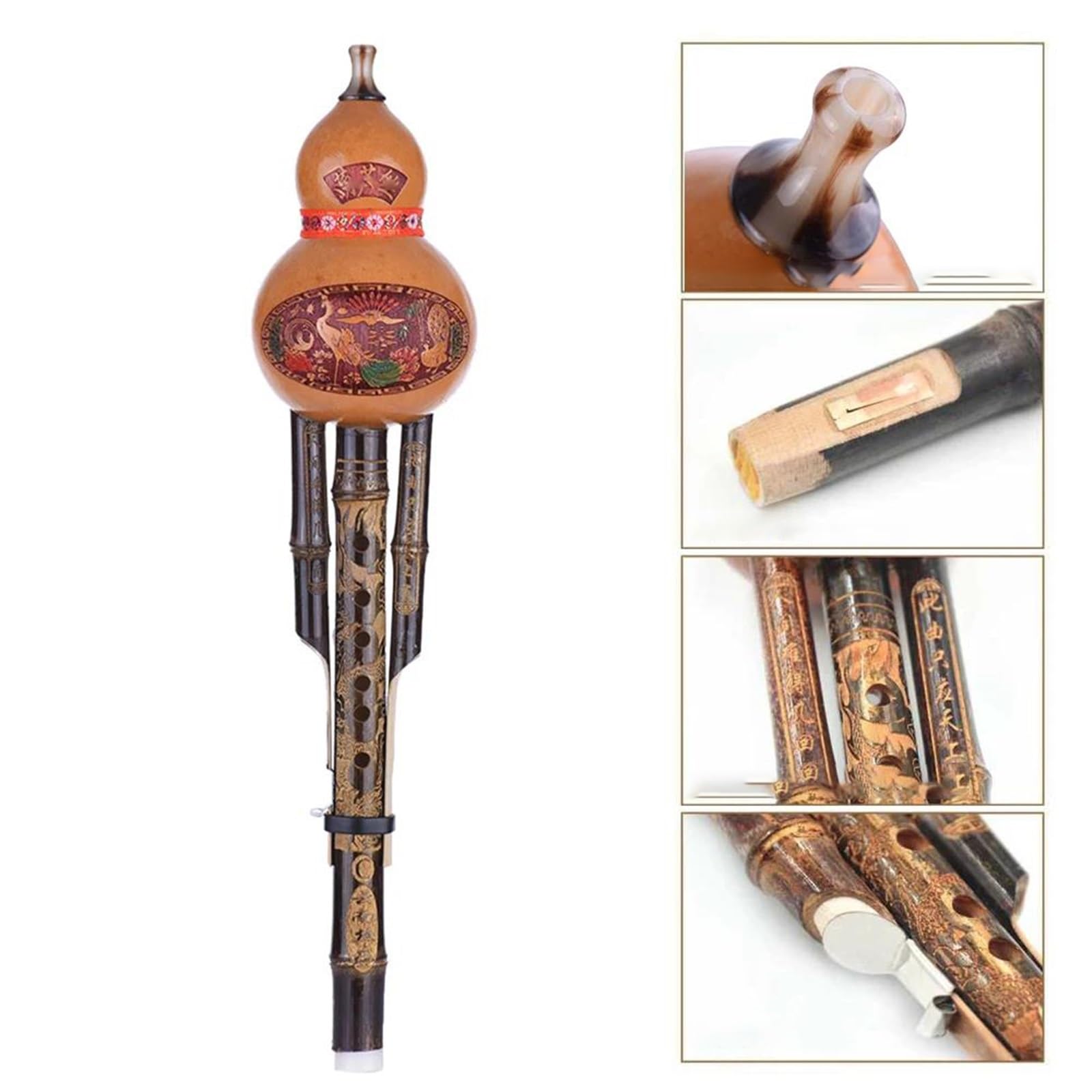 Hulusi Principiantes Hulusi Hecho A Mano Un Tipo De Flauta Calabaza Hecha Bambú Negro Con Llave C Estuche Adecuado Para Principiantes