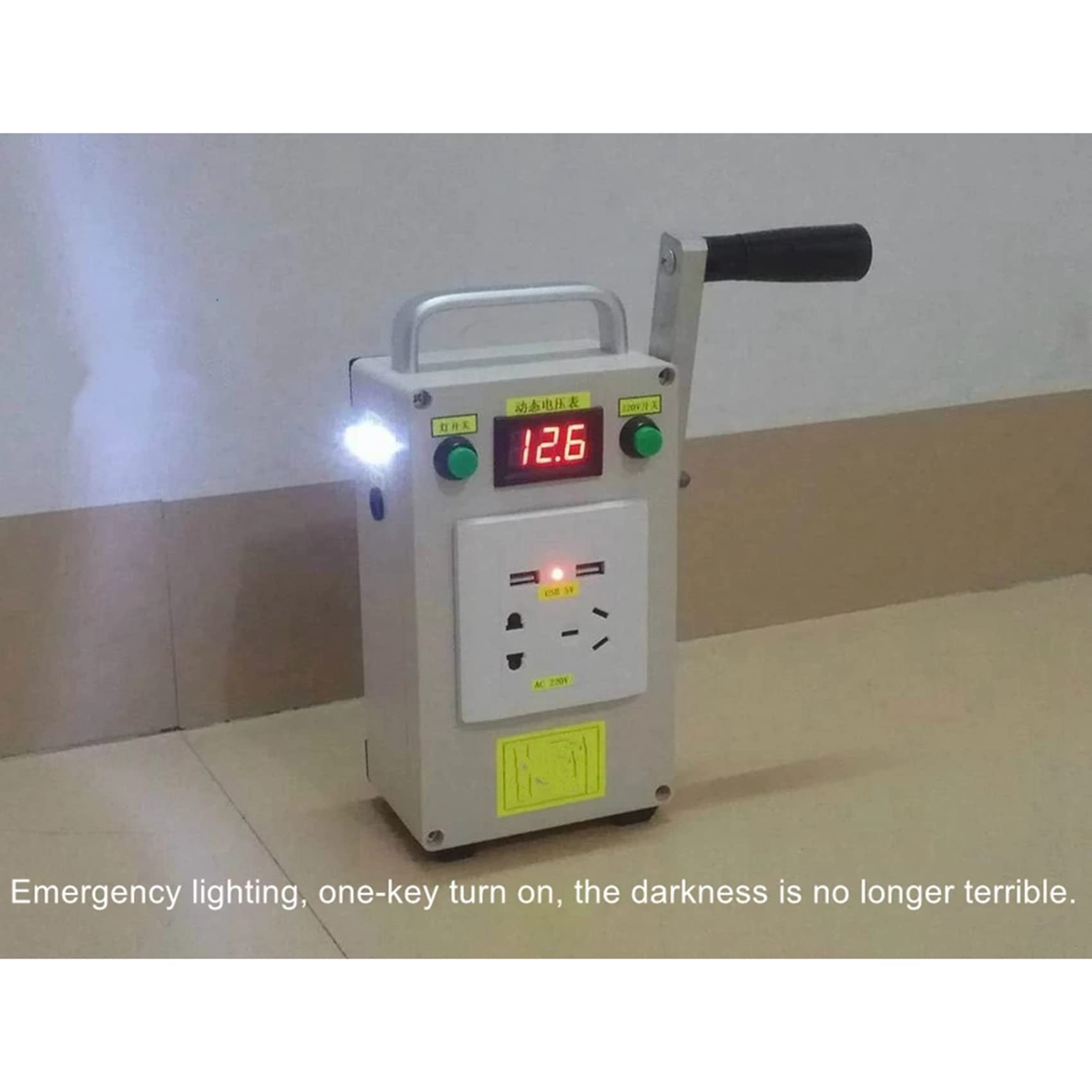 Generador de manivela Manual Multifuncional portátil de 220V 12V 5V, Banco de Potencia de Salida, luz de Emergencia Recargable