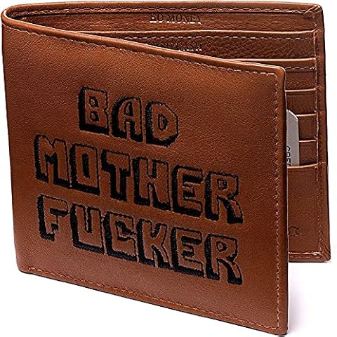 Bad Mother Fucker Geldbeutel / Geldbörse / Ledergeldbeutel / Ledergeldbörse / Brieftasche - Hellbraun - Tan Brown Leather Wallet Cover