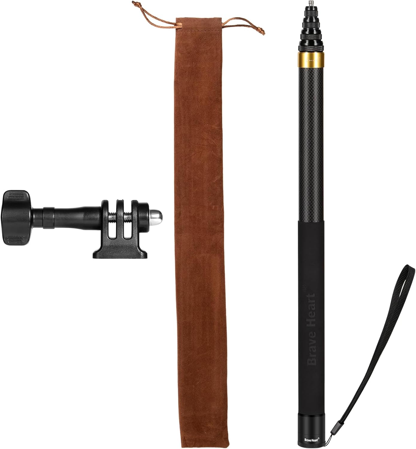 3m Selfie Stick 110in/9.8ft Long Invisible Carbon Fiber Selfie Stick Lightweight Extra Long Extension Pole for Insta360 ONE X5 X4 X 3 ONE X2 ONE R ONE RS X3 R X Action Camera (Gold)