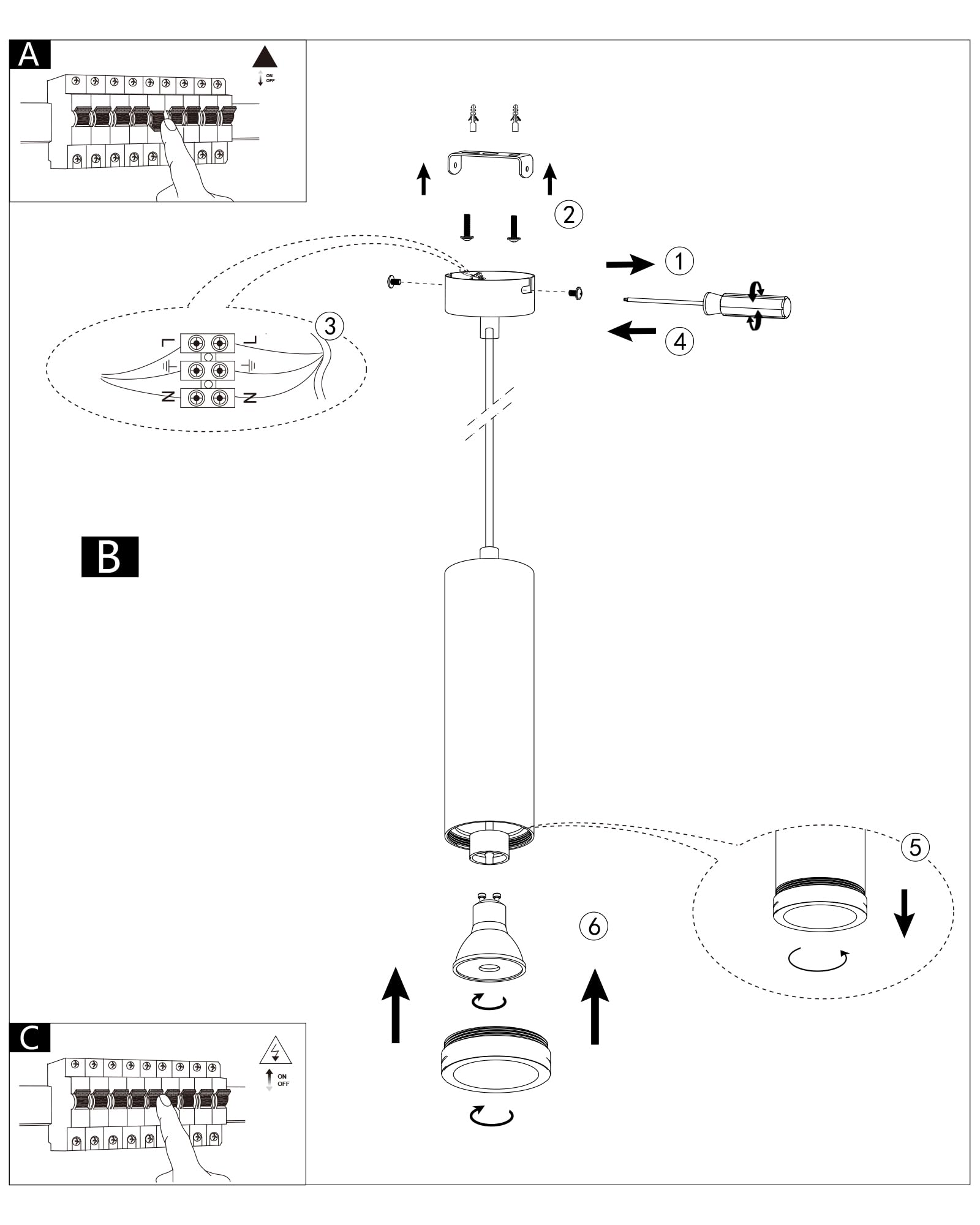 Pendelleuchte Modern Zylinder Schwarz Hängelampe, Hängeleuchte Höhenverstellbar Aluminium Kronleuchter mit GU10 Fassung max. 60 Watt Pendellampe Deckenlampe für Wohnzimmer Schlafzimmer, 2 Stücke