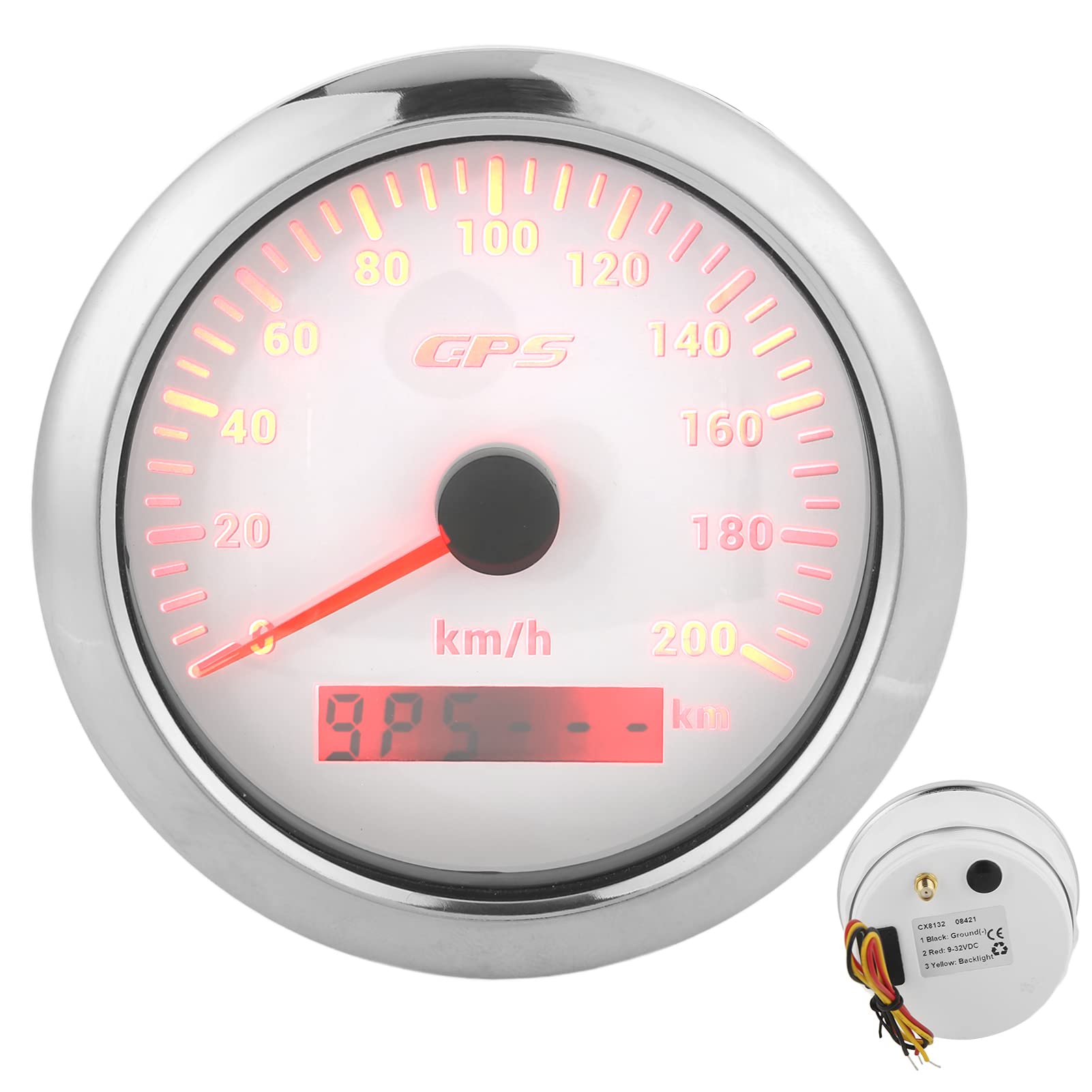Velocímetro GPS, Velocímetro Digital MPH Impermeabilizante de 3,3 Pulgadas para Vehículos Marinos, Automóviles, Camiones, Barcos, Medidor de Velocidad 0-200 KM 1H con Retroiluminación (WHITE)