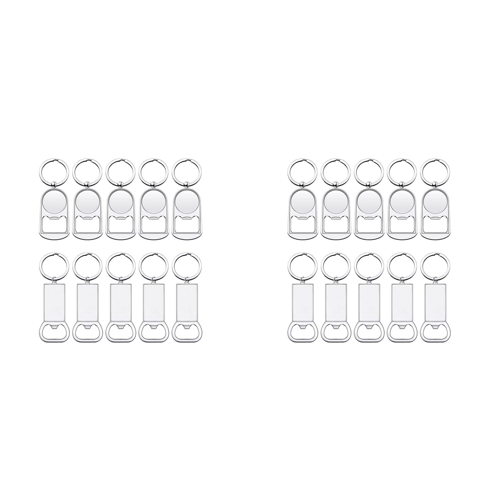 Hndhbfgrt 20Pcs Sublimation Blanks Keychains Blank Metal Bottle Opener Key Rings Rectangle Heat Transfer Sublimation Keychains