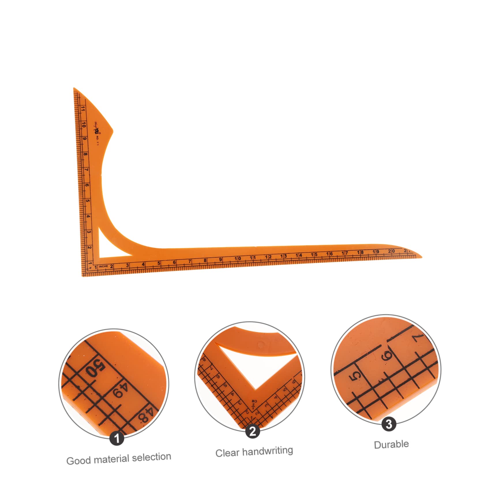 Regla de Corte en Forma de L para Costura y Patronaje | Plástico Naranja, Doble Escala Ángulo Recto, para Patchwork y Confección de Prendas